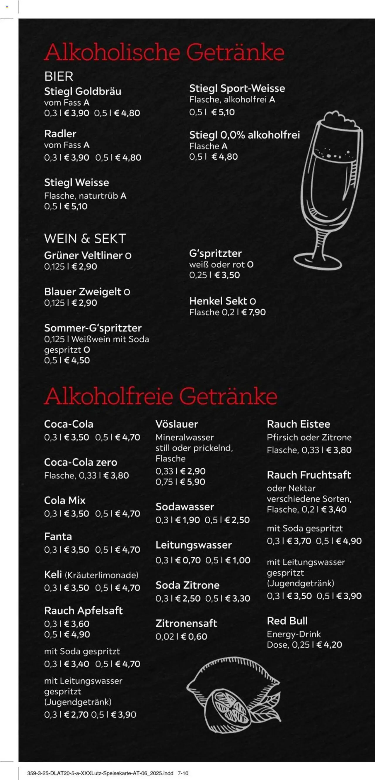 XXXLutz Aktuelle Speisekarte gültig ab 15.05.2025 | Seite: 3 | Produkte: Zitrone, Pfirsich, Wein, Bier