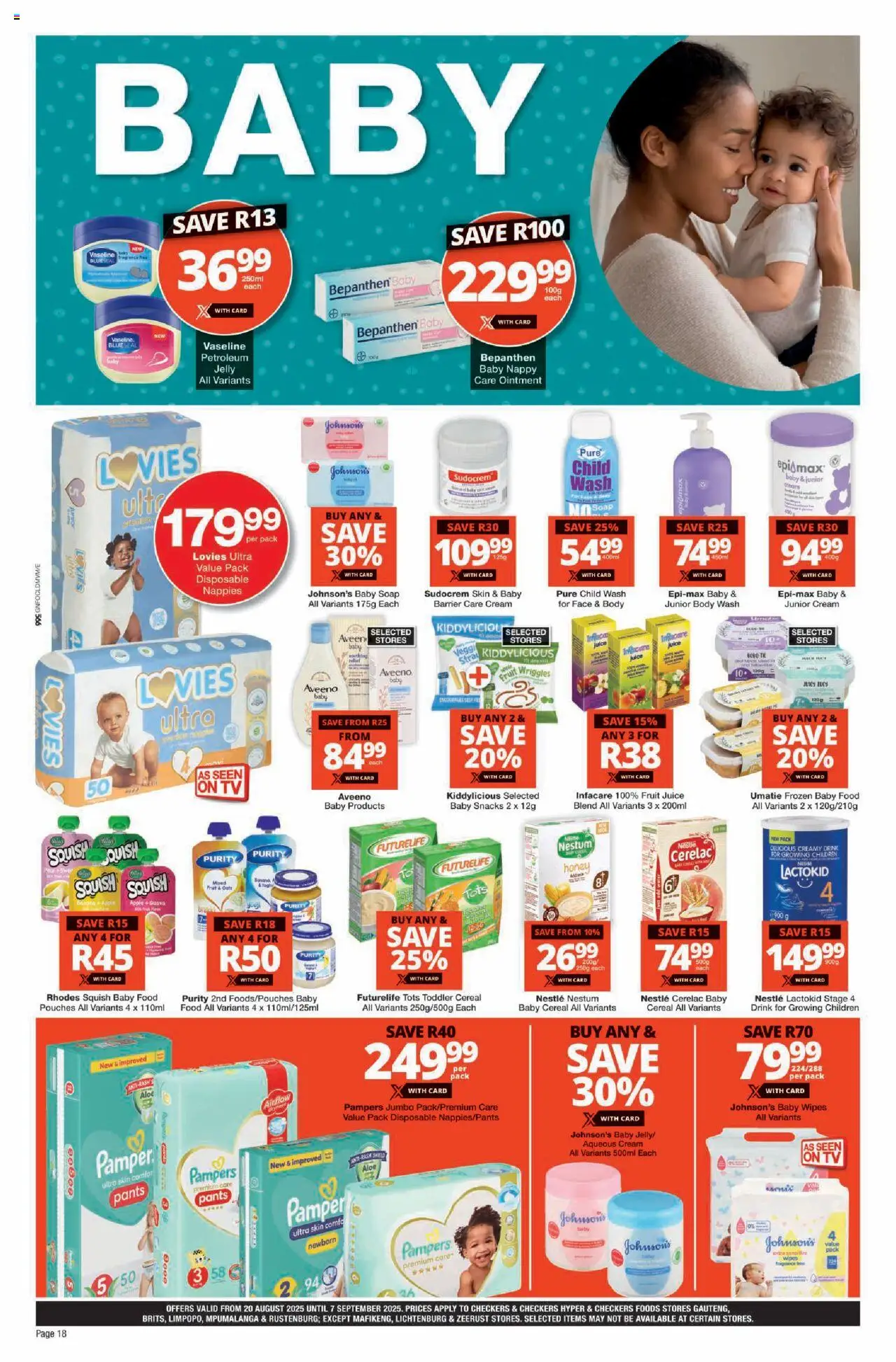 Checkers Gauteng - August Month-End Promotion │ valid from 20.08.2025 | Page: 18 | Products: Pants, Juice, Snacks, Soap