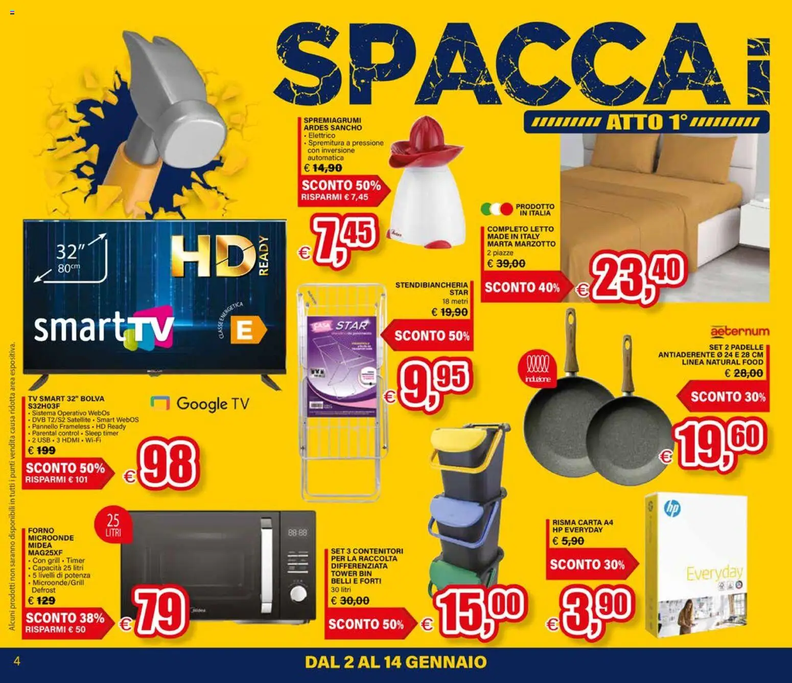 Volantino Il Gigante del 02.01.2026 | Pagina: 4 | Prodotti: Stendibiancheria, USB, Forno, Letto