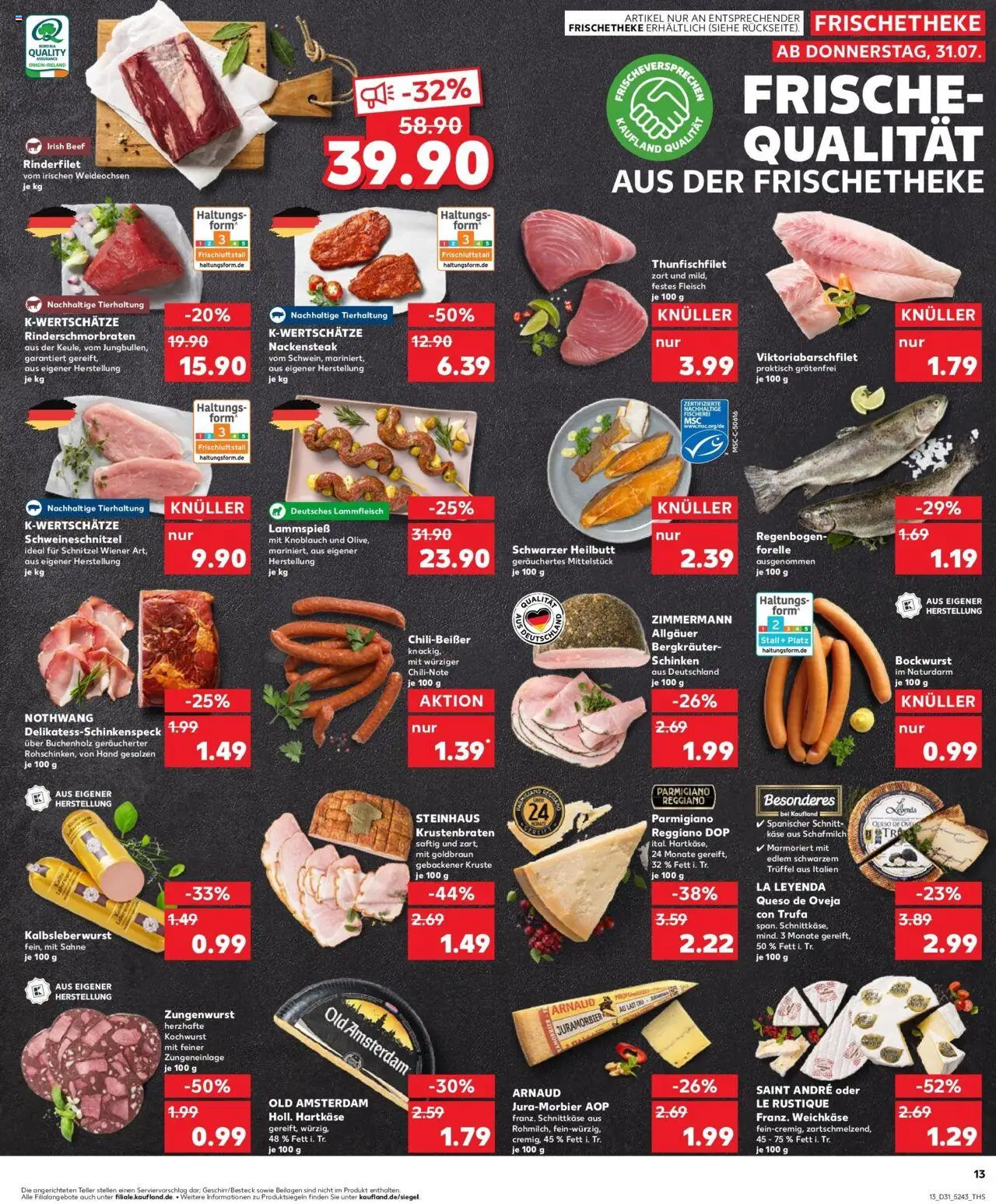 Kaufland prospekt Bad Saulgau	 - gültig ab dem 03.08.2025 | Seite: 24 | Produkte: Käse, Rinderfilet, Sahne, Fleisch