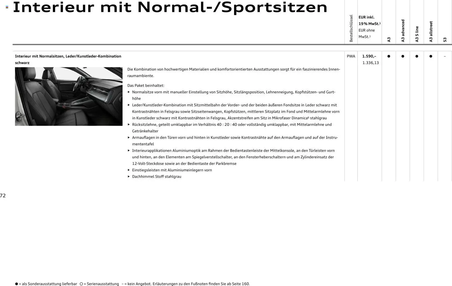 Audi A3 – gültig ab 28.10.2025 | Seite: 72