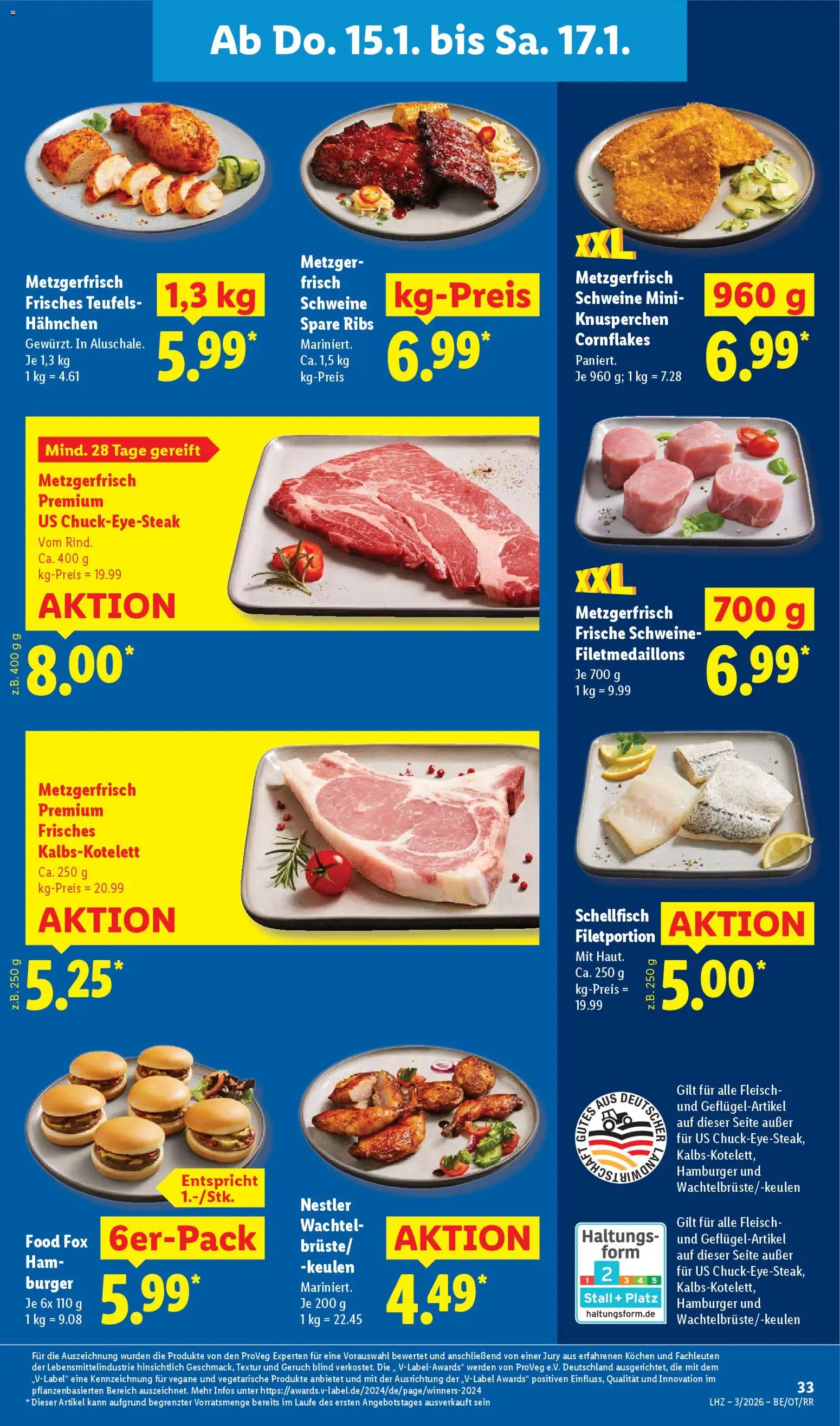 Lidl Prospekt Grimma – gültig ab 12.01.2026 | Seite: 59 | Produkte: Hahnchen, Spare ribs, Burger, Fleisch