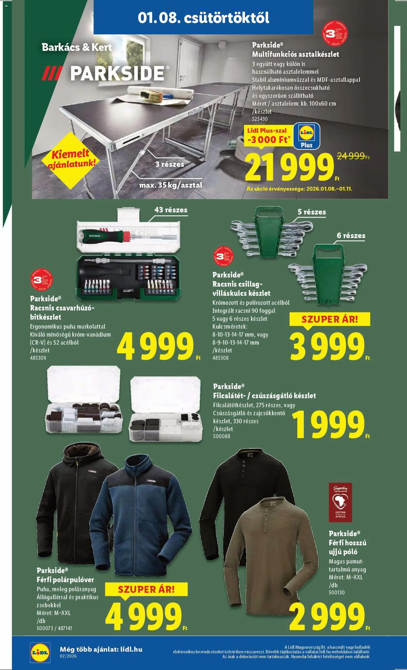 Lidl akciós ujság - amely érvényes a következő dátumtól: 08.01.2026 | Oldal: 4 | Termékek: Parkside, Csavarhúzó