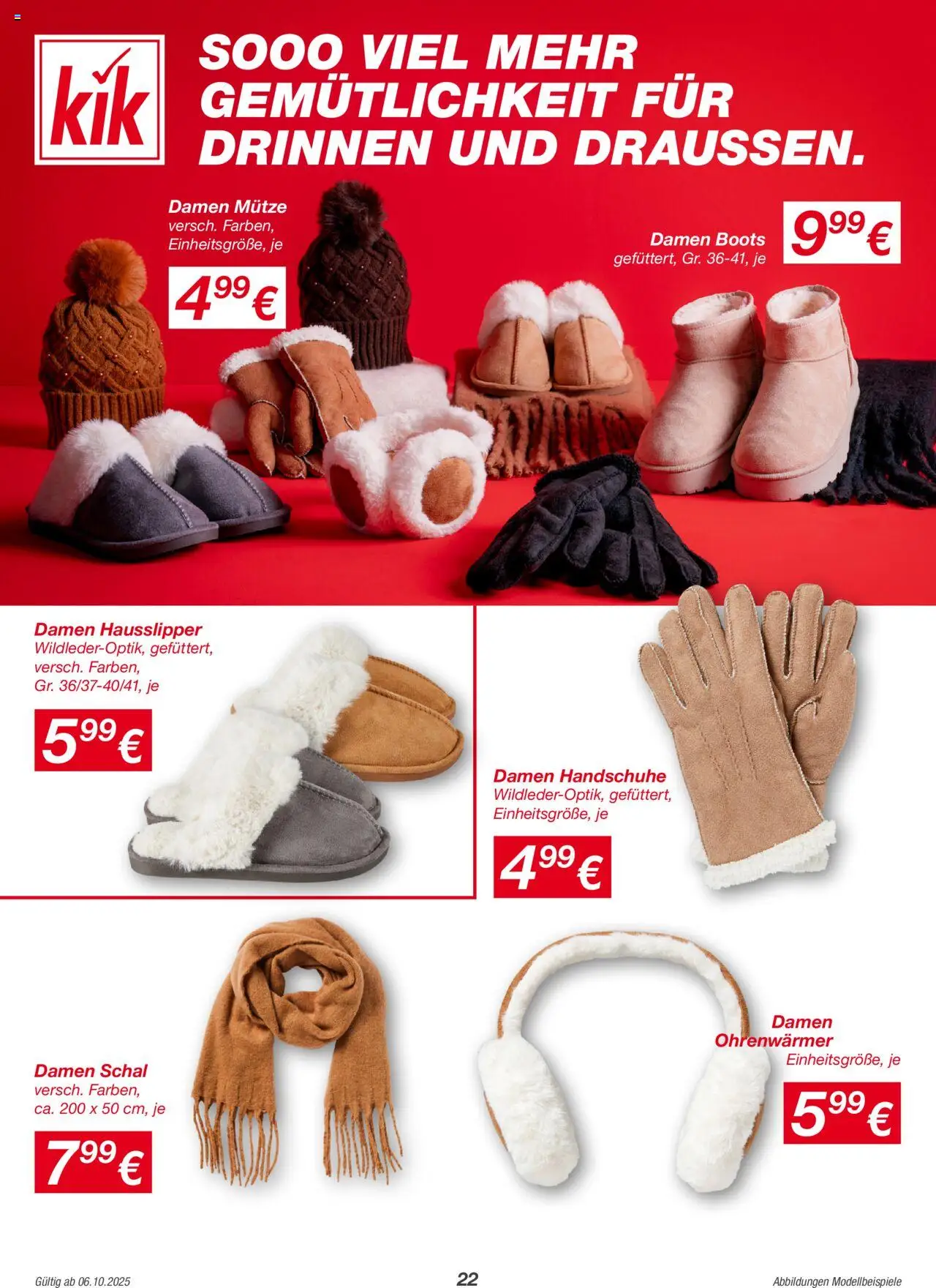 Kik Prospekt – gültig ab 06.10.2025 | Seite: 22 | Produkte: Schal, Handschuhe
