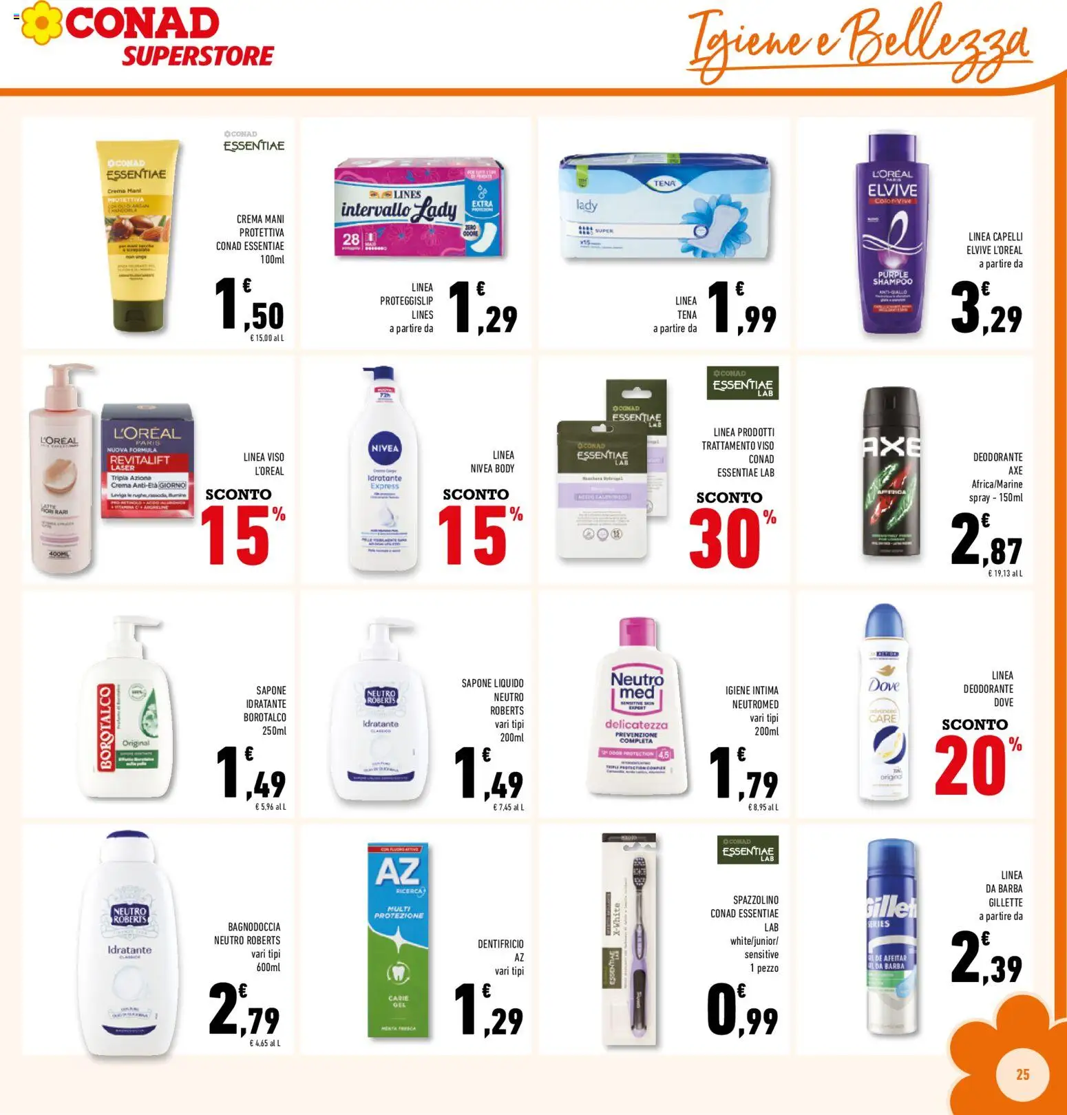 Volantino Conad del 29.01.2026 | Pagina: 25 | Prodotti: Crema, Sapone, Deodorante, Latte