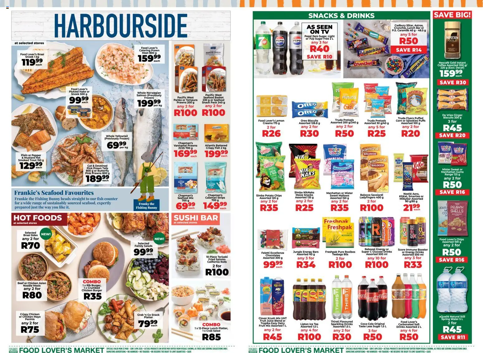 New Food Lover's Market catalogue – valid from 23.03.2026 | Page: 5 | Products: Corn, Biscuits, Chicken, Seafood