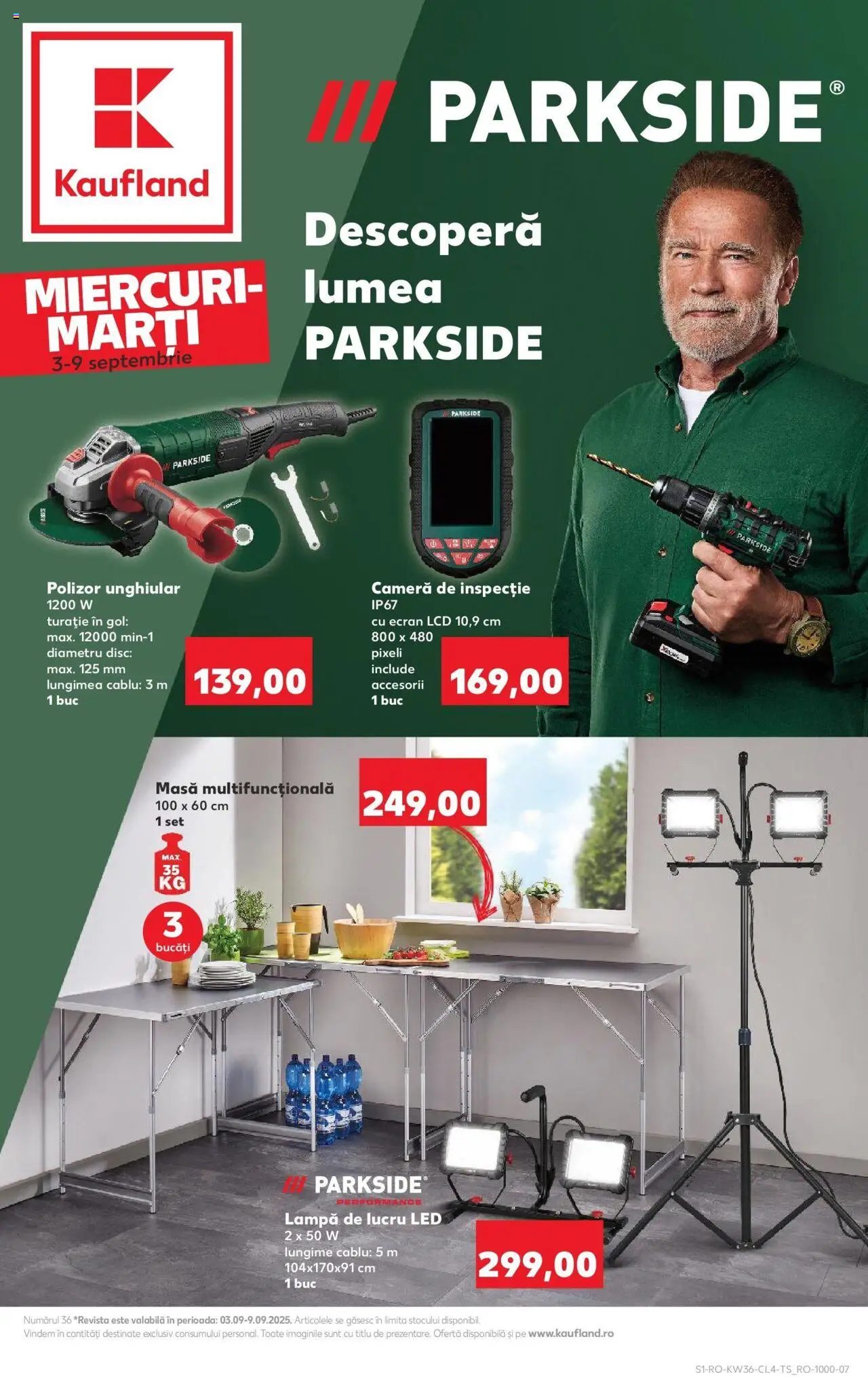 Noul catalog Kaufland – valabil de la 03.09.2025 | Pagină: 1 | Produse: Cameră, Cablu, Polizor, Masă