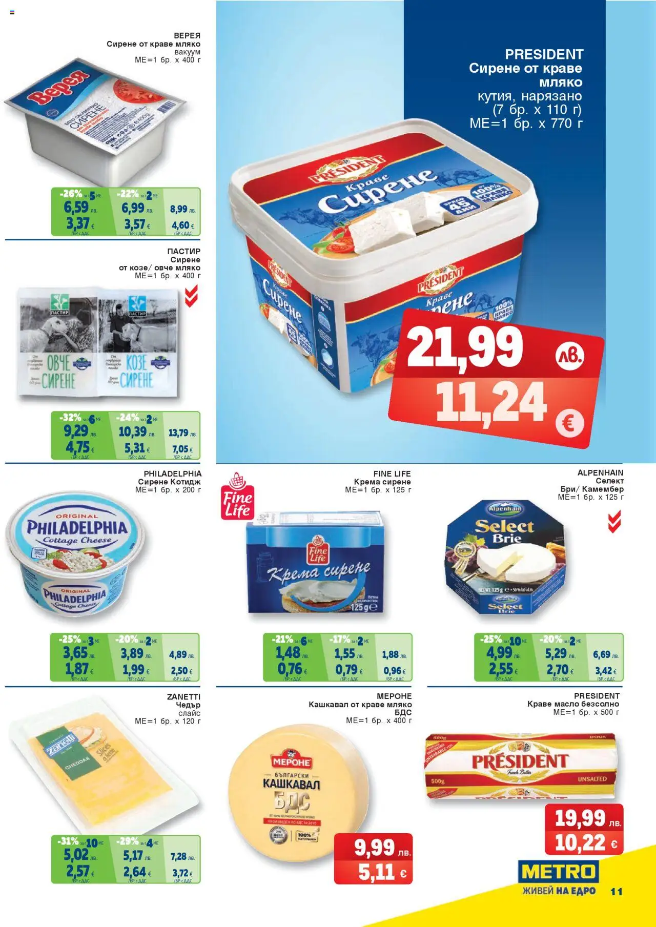 {H1} | Страница: 11 | Продукти: Масло, Камембер, Чедър, Кашкавал