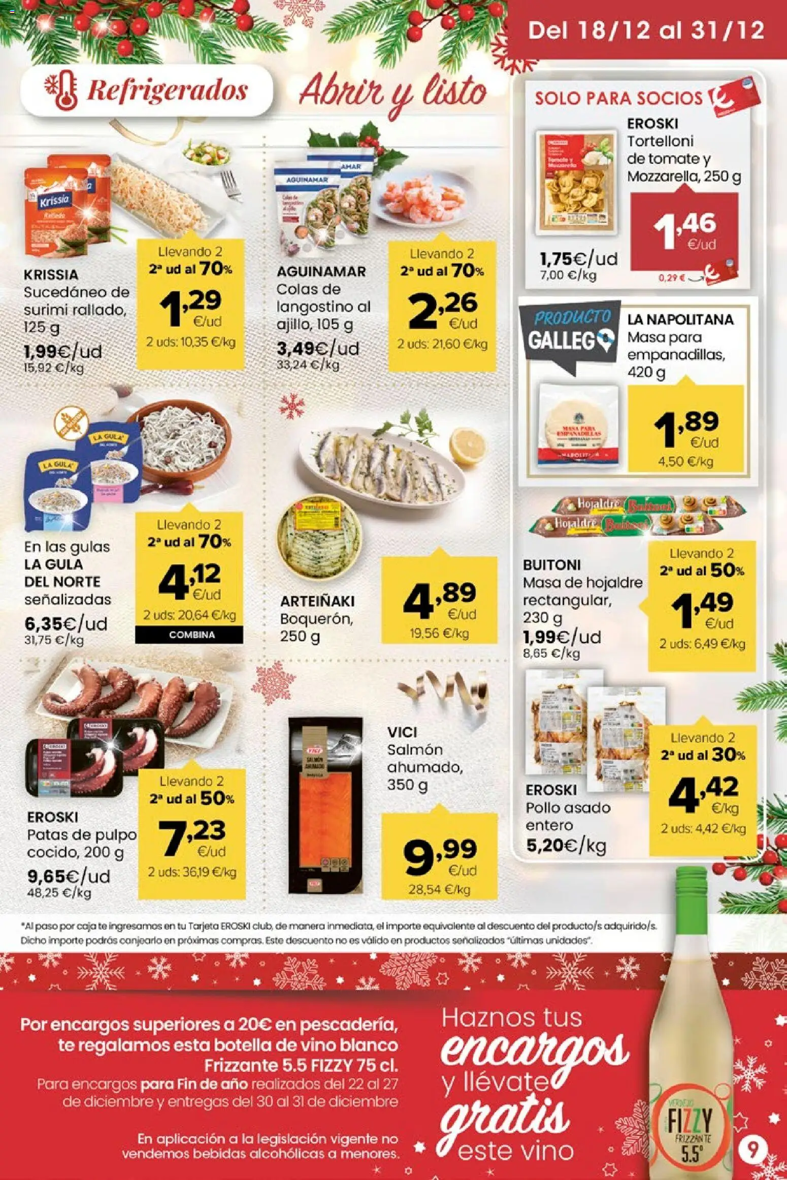 Eroski - Miramos por ti │ válido desde el 18.12.2025 | Página: 9 | Productos: Vino, Té, Caja, Langostino