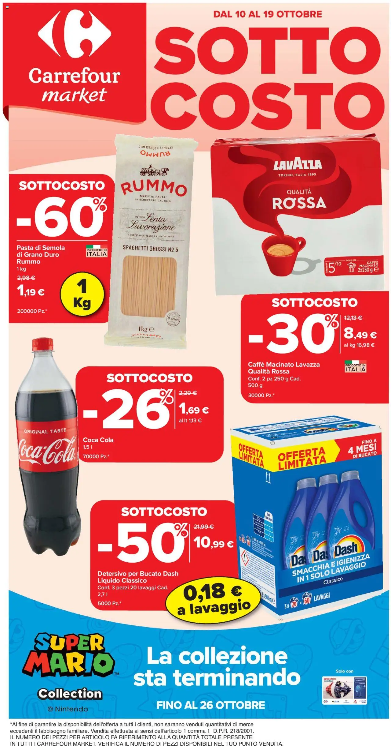 Volantino Carrefour del 10.10.2025 | Pagina: 1 | Prodotti: Caffè, Pasta, Lavazza, Coca Cola