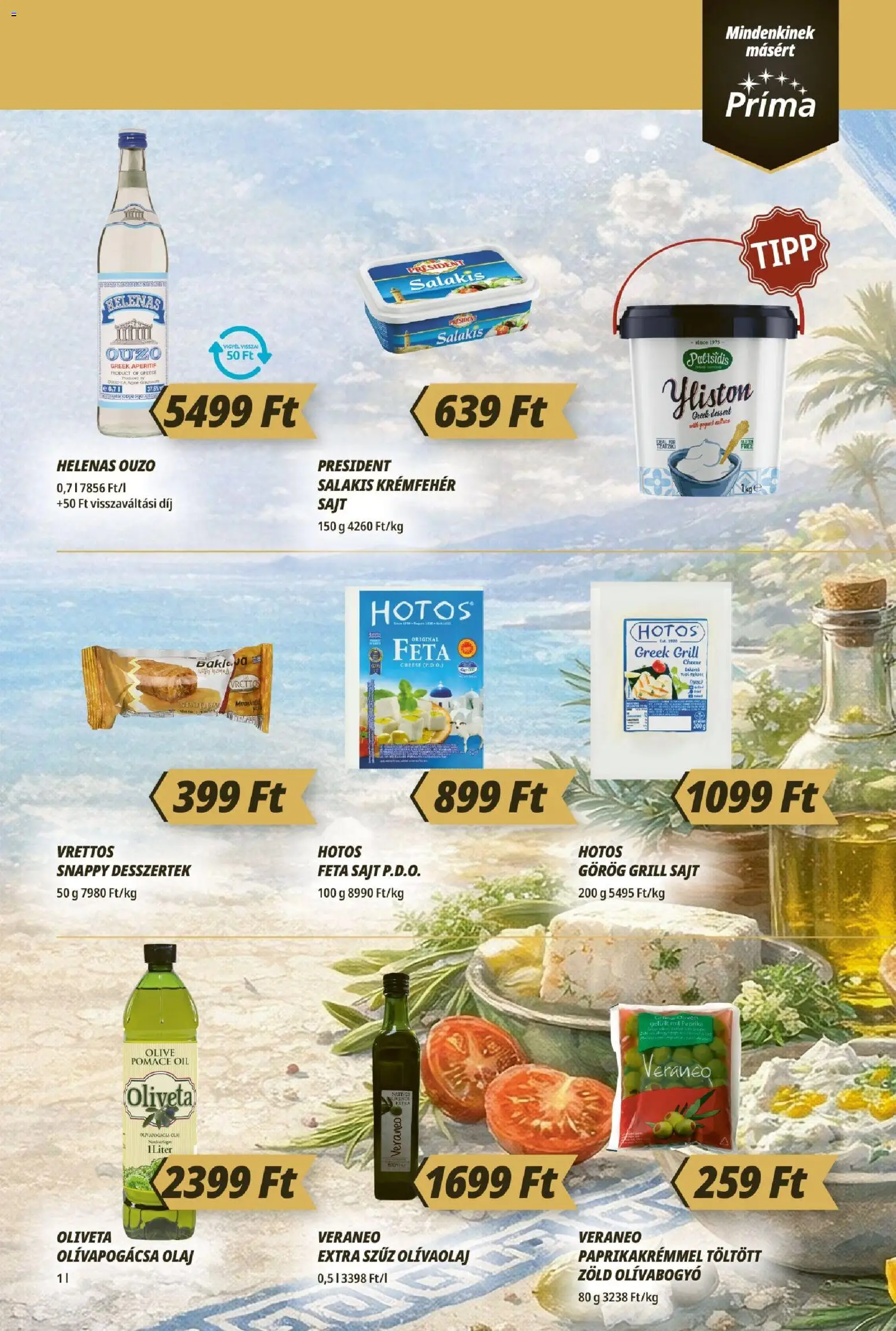 CBA Príma akciós ujság - amely érvényes a következő dátumtól: 23.04.2026 | Oldal: 3 | Termékek: Feta sajt, Grill sajt, Olívaolaj, Olívabogyó