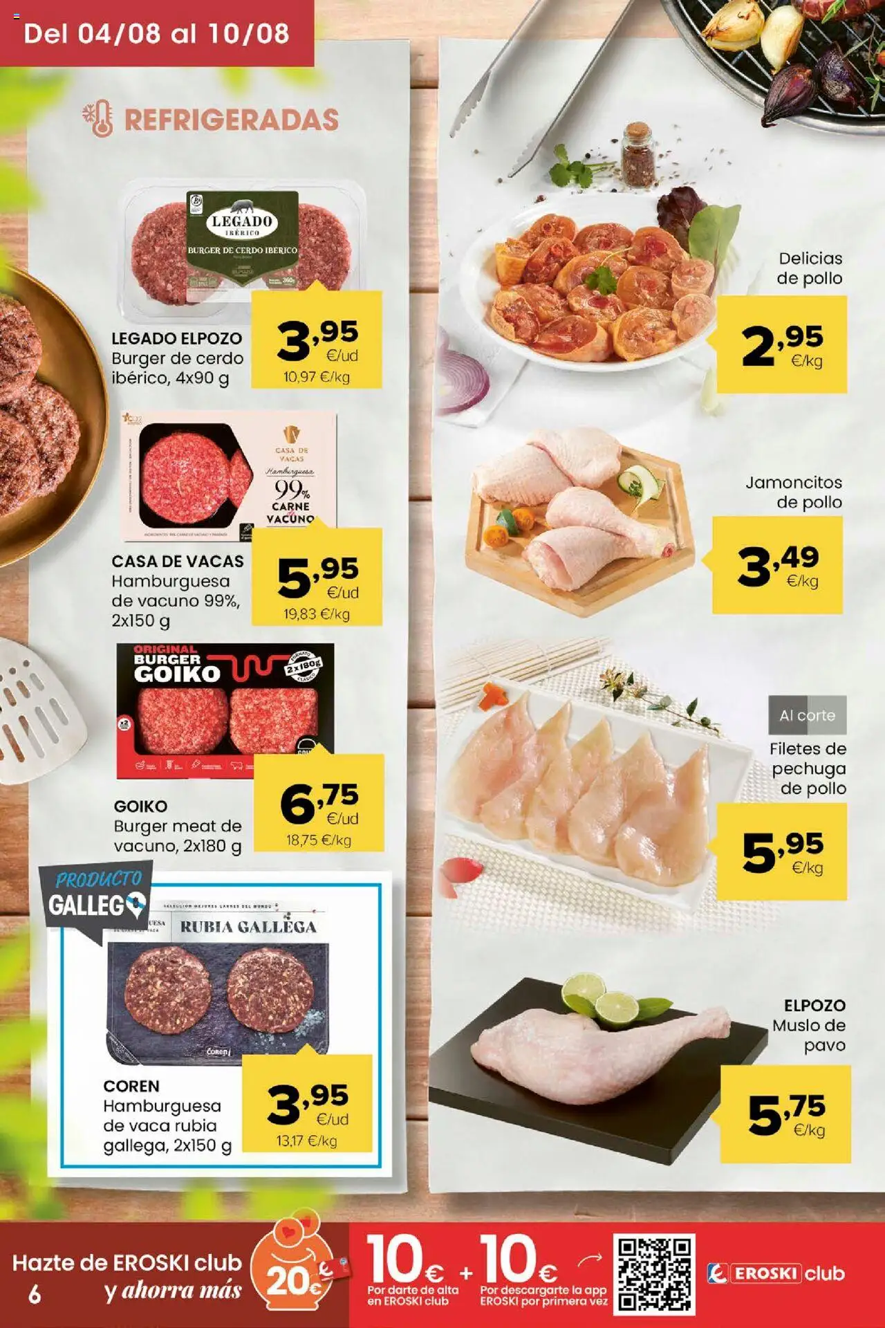 Eroski - Miramos por ti │ válido desde el 31.07.2025 | Página: 6 | Productos: Carne de pollo, Cerdo, Σοκολατούχο γάλα