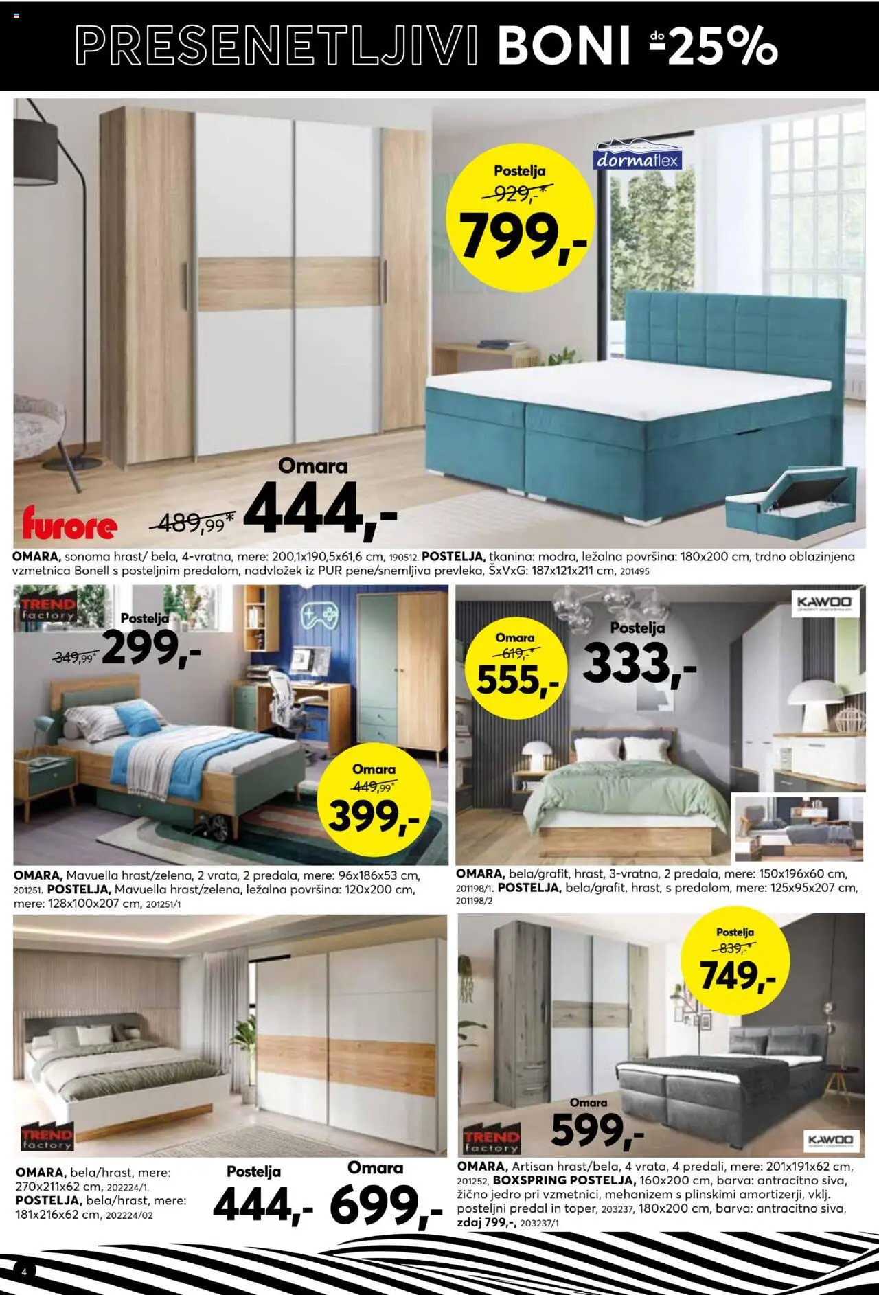 Dipo katalog │ velja od 06.08.2025 | Stran: 4 | Izdelki: Postelja, Vzmetnica, Omara, Barva