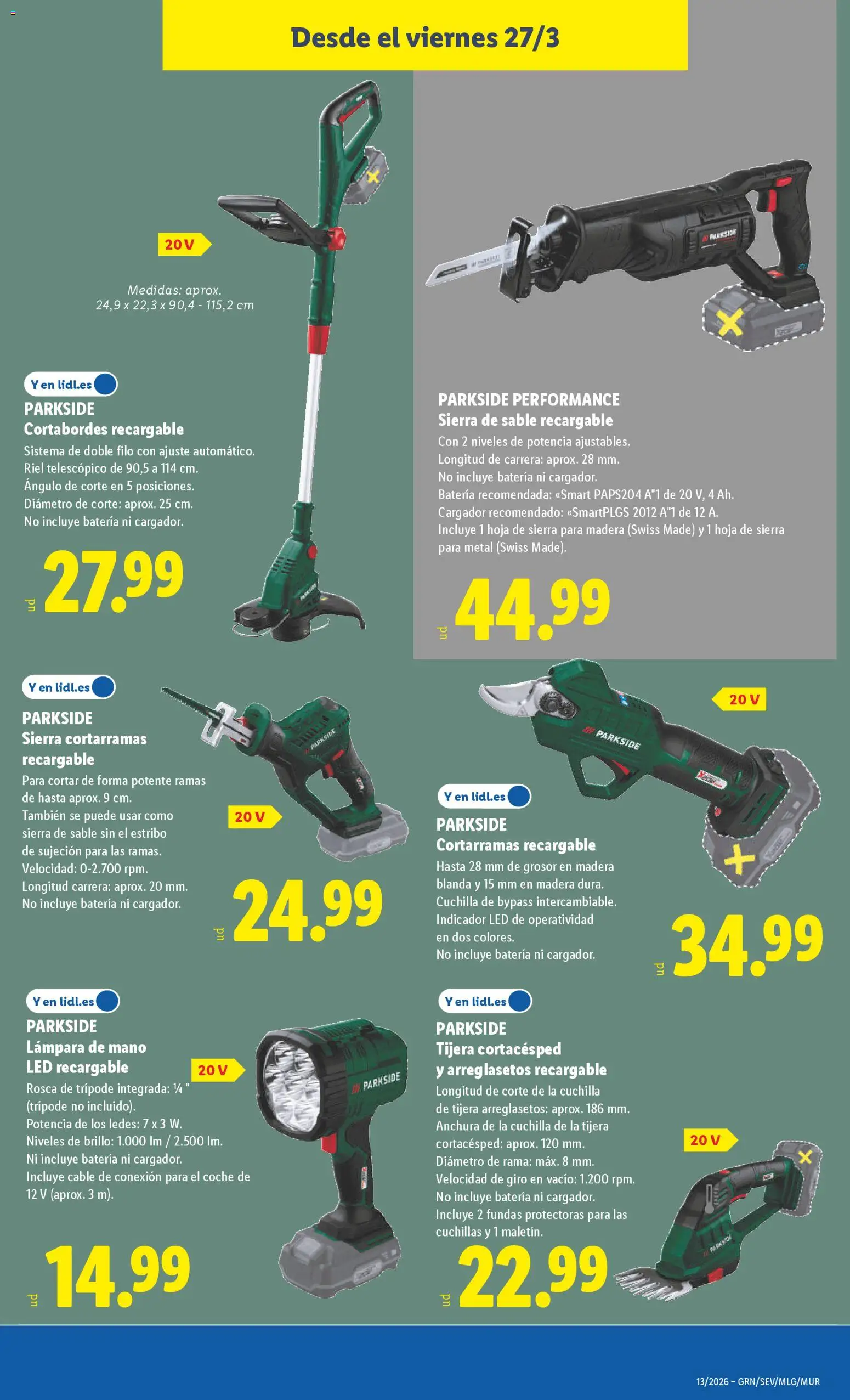 Lidl folleto de bazar │ válido desde el 23.03.2026 | Página: 19 | Productos: Cable, Απολυμαντικό, Batería, Lámpara