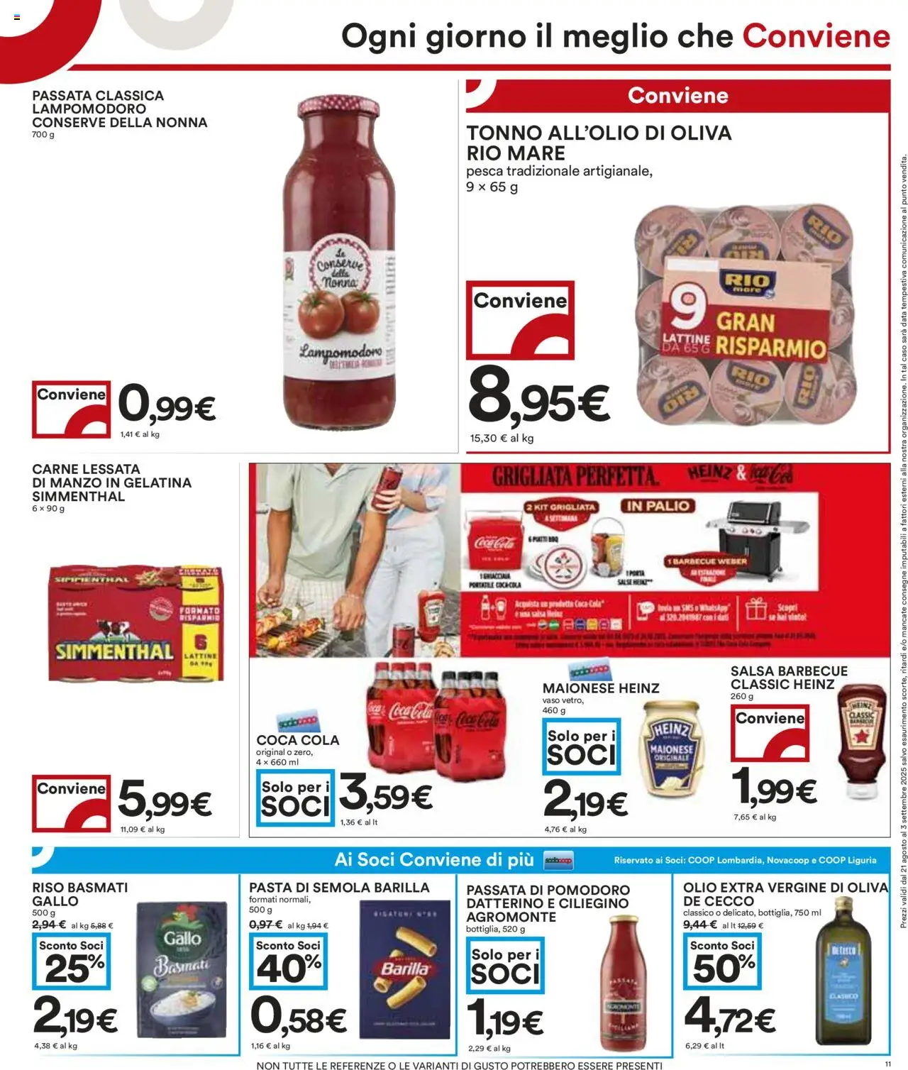 Volantino COOP del 21.08.2025 | Pagina: 11 | Prodotti: Manzo, Pomodoro, Salsa barbecue, Coca Cola