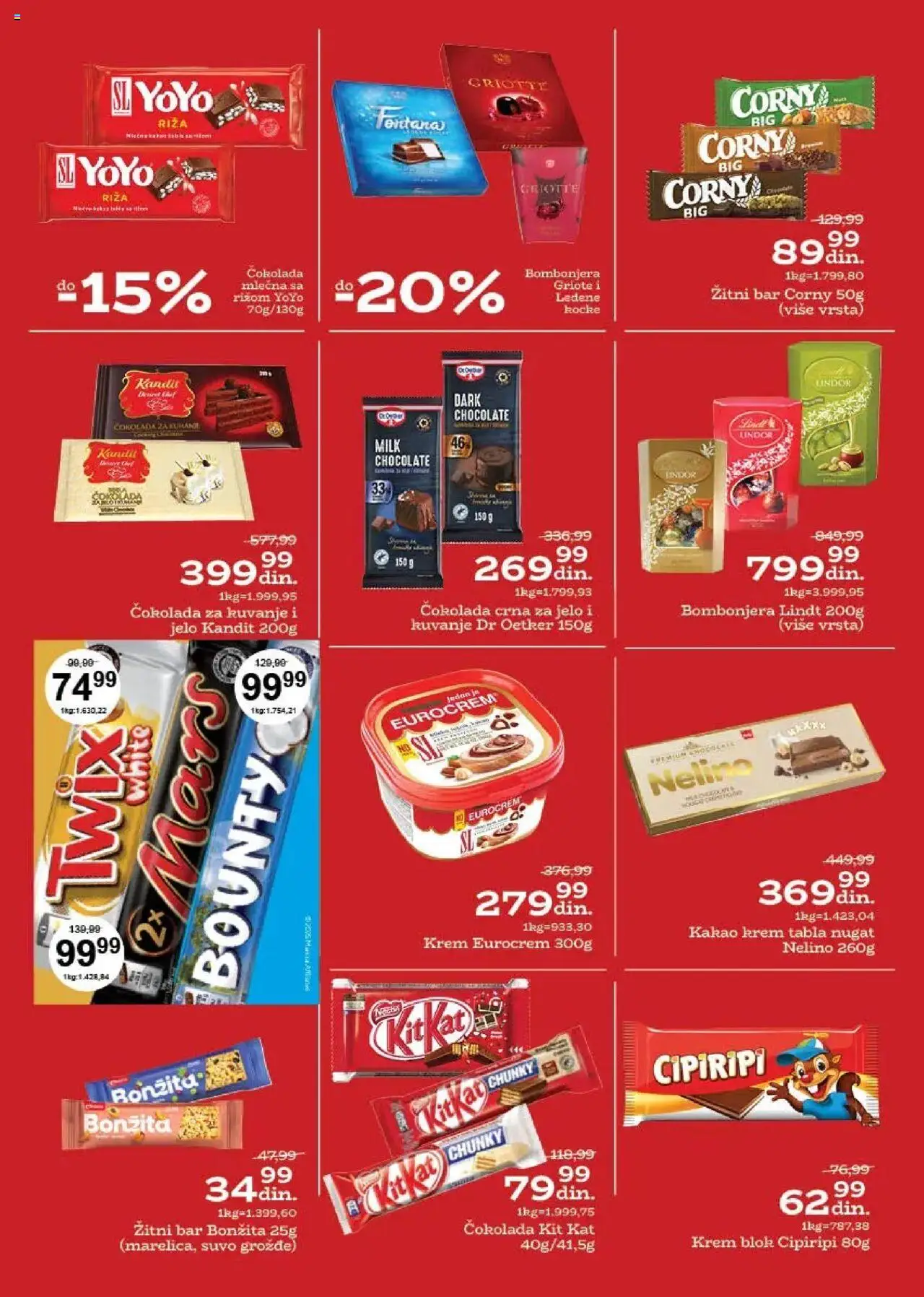 Univerexport katalog - važi od 04.08.2025 | Strana: 18 | Proizvode: Bounty, Lindt, Eurocrem, Čokolada
