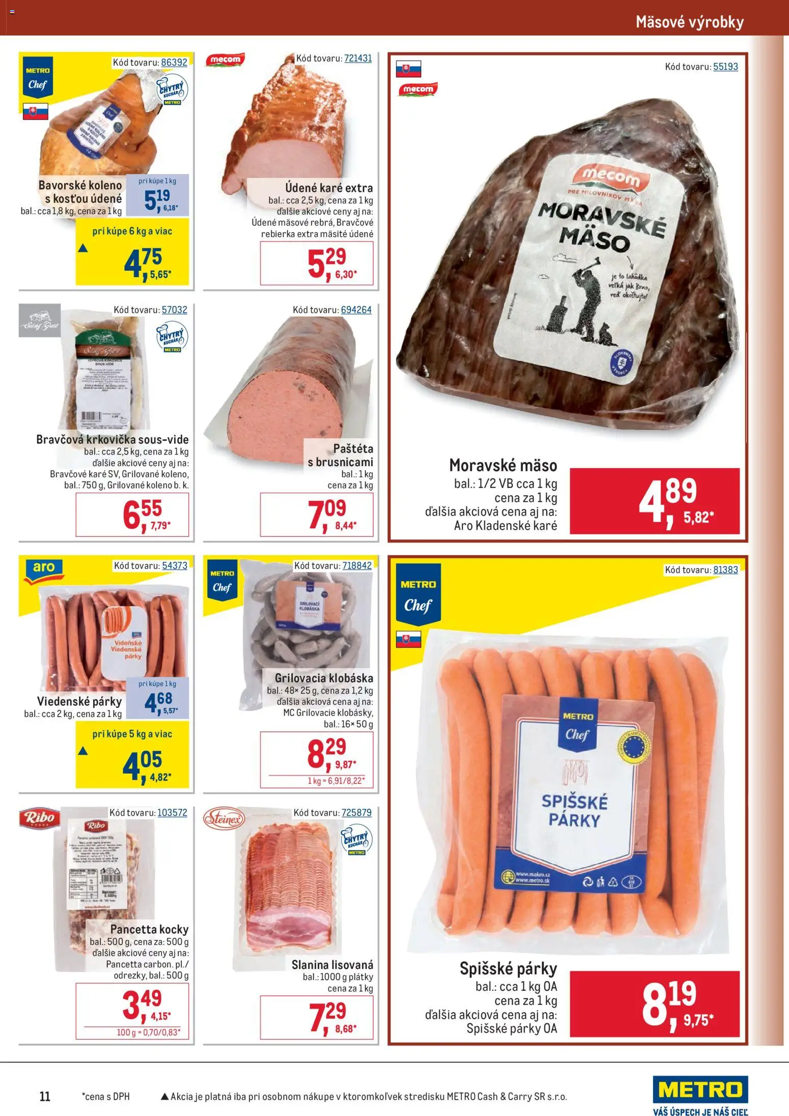 Nové Metro akcie – leták je platný od 25.03.2026 | Strana: 11 | Produkty: Bravčová krkovička, Krkovička, Bravčové mäso, Párky
