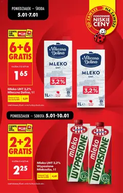 Pogląd oferty "Mleko UHT 3,2% Mleczna Dolina, 1 l, Mleko UHT 3,2% Mleczna Dolina, 1 l" - ważna od 05.01.2026 | Strona: 7 | Produkty: Szklanka, Karta, Mleko