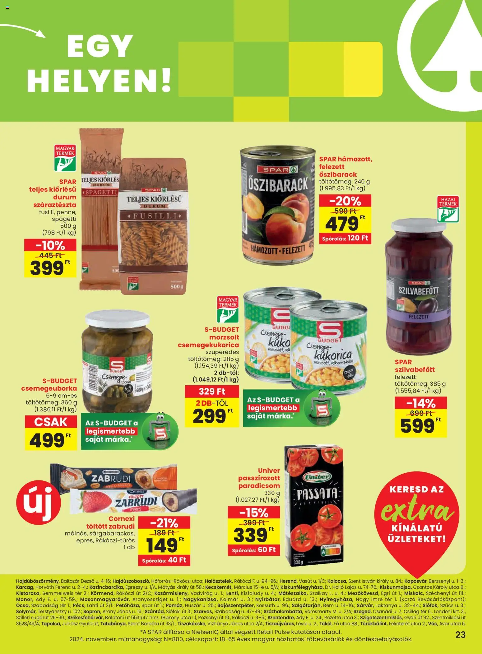 Spar akciós ujság - amely érvényes a következő dátumtól: 13.11.2025 | Oldal: 4 | Termékek: Spagetti, Csemegekukorica, Paradicsom, Száraztészta
