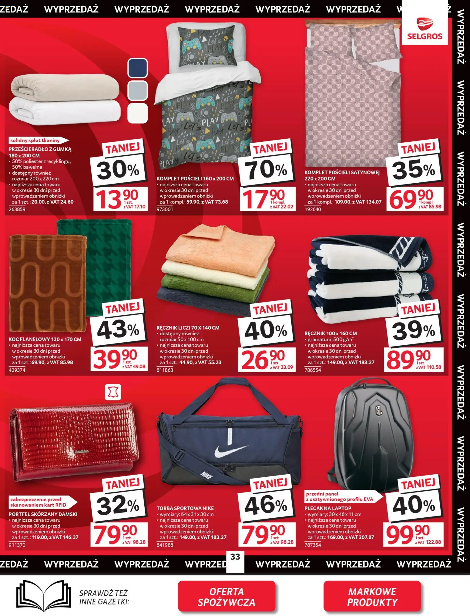 Selgros cash&carry - Oferta Przemysłowa od 09.04.2026 | Strona: 35 | Produkty: Laptop, Portfel, Torba sportowa, Koc