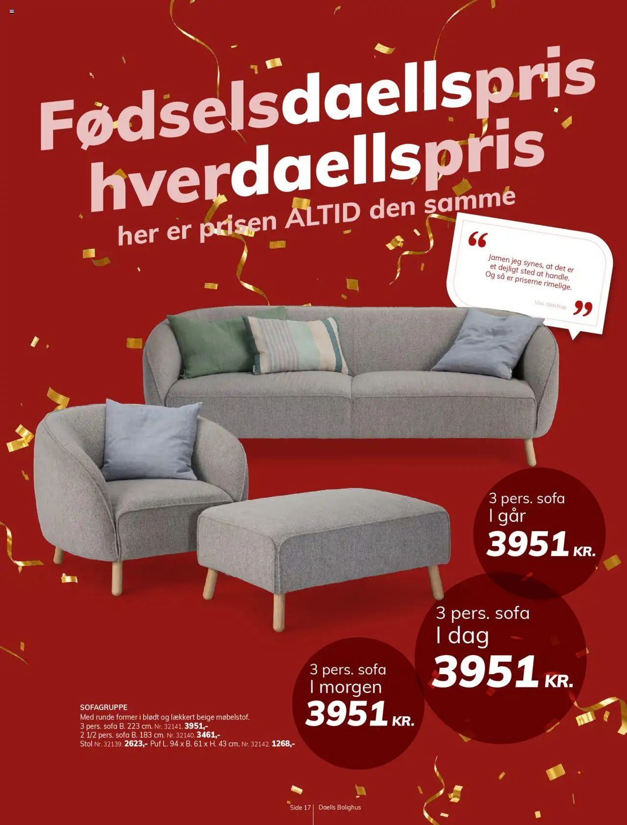 Daells Bolighus tilbudsavis – gyldig fra 24.09.2025 | Side: 17 | Produkter: Sofa, Stol, Puf