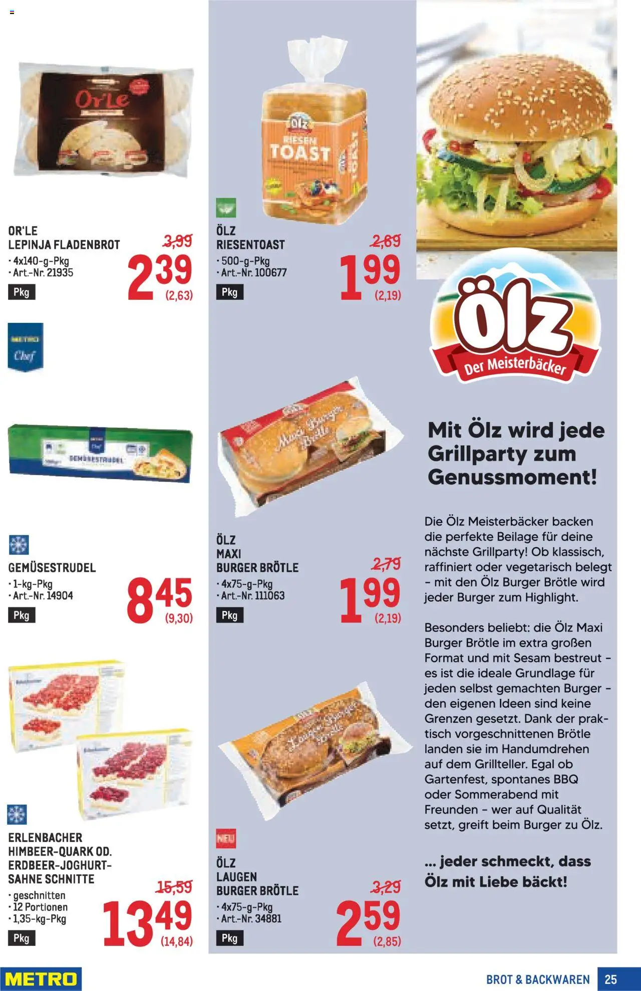 Metro angebote Profi gültig ab 10.07.2025 | Seite: 25 | Produkte: Sahne, Tisch, Brot