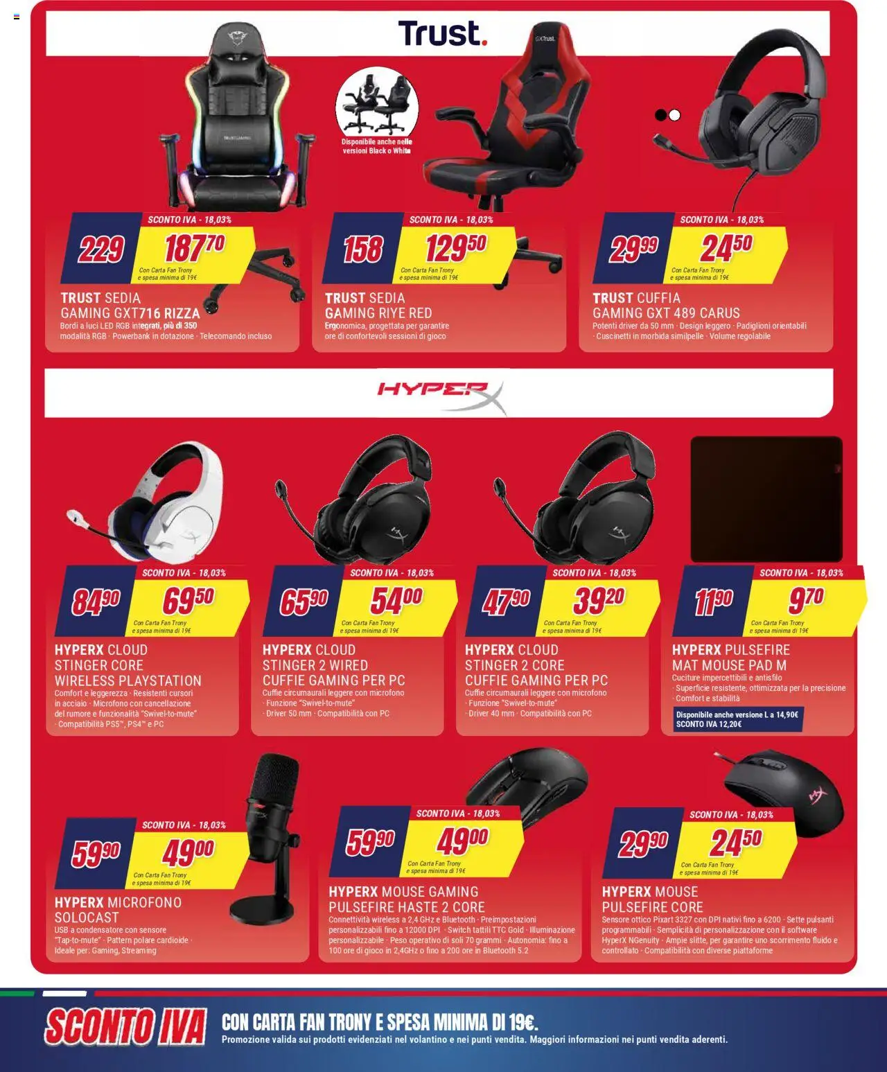Volantino Trony del 02.10.2025 | Pagina: 35 | Prodotti: Cuffie, Microfono, USB, Sedia