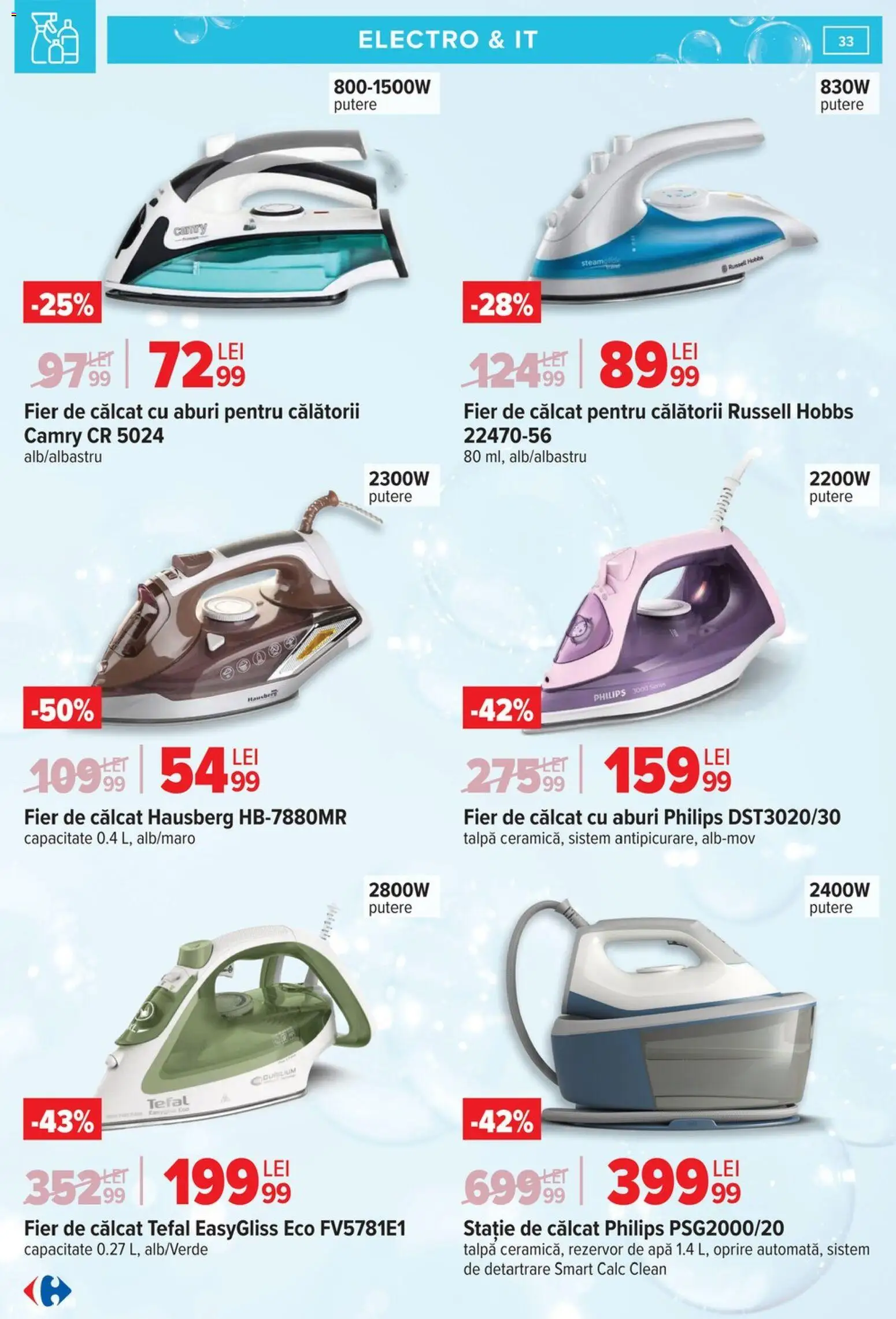 Noul catalog Carrefour – valabil de la 09.03.2026 | Pagină: 33 | Produse: Enginar, Fier de călcat, Pomelo, Apă