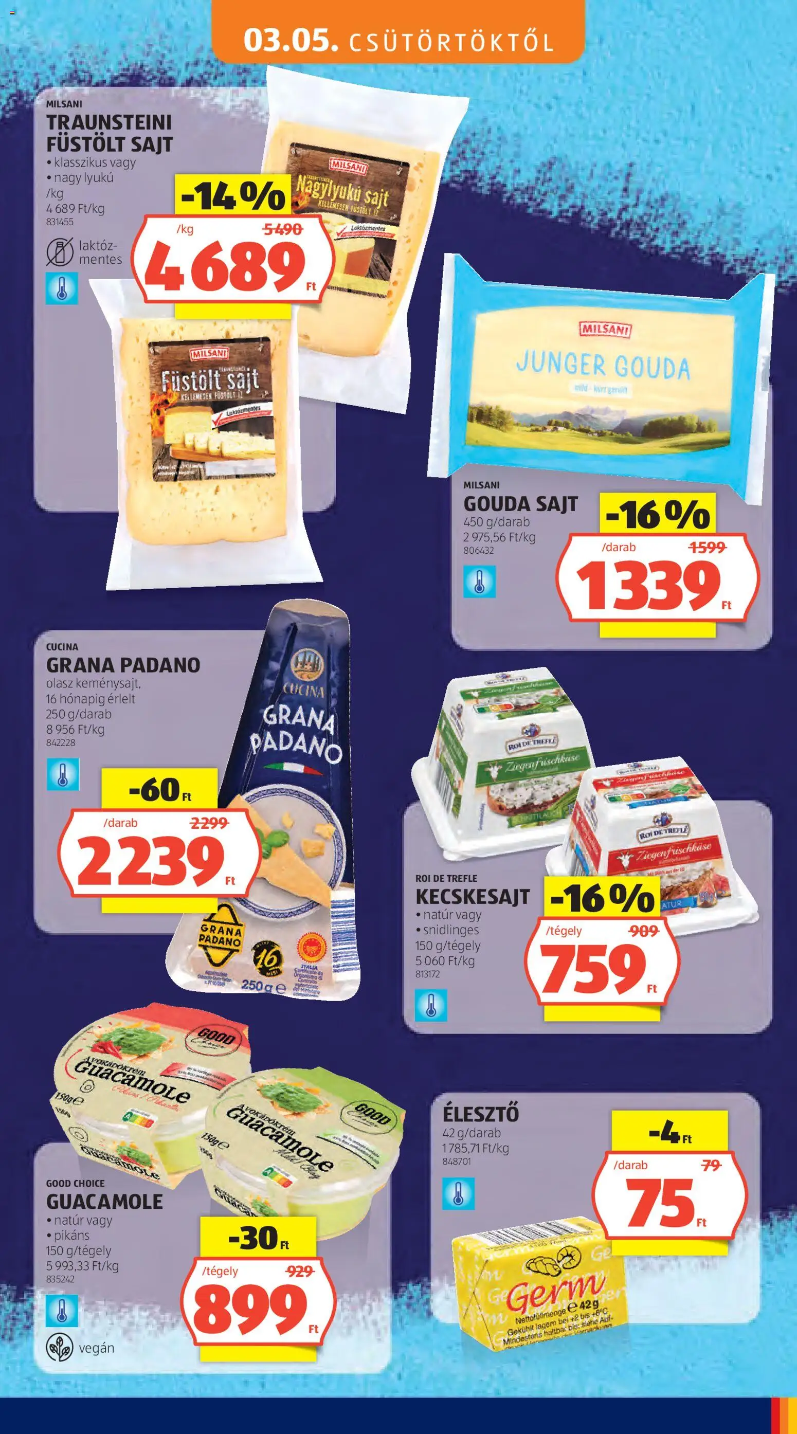 Aldi akciós ujság - amely érvényes a következő dátumtól: 05.03.2026 | Oldal: 11 | Termékek: Guacamole, Gouda, Sajt, Vegán