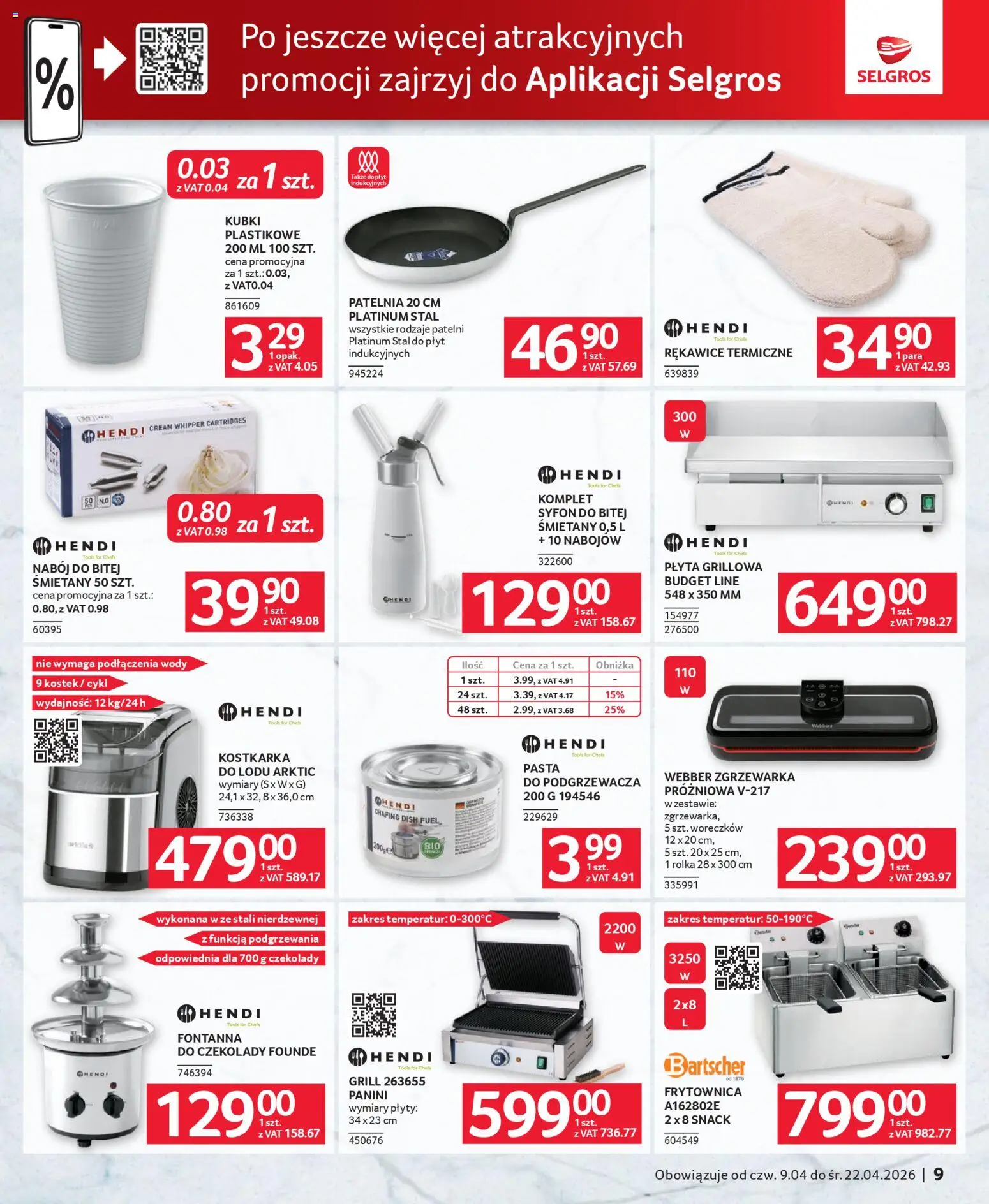 Selgros cash&carry gazetka - Oferta dla gastronomii od 09.04.2026 | Strona: 9 | Produkty: Czekolady, Grill, Panini, Patelnia