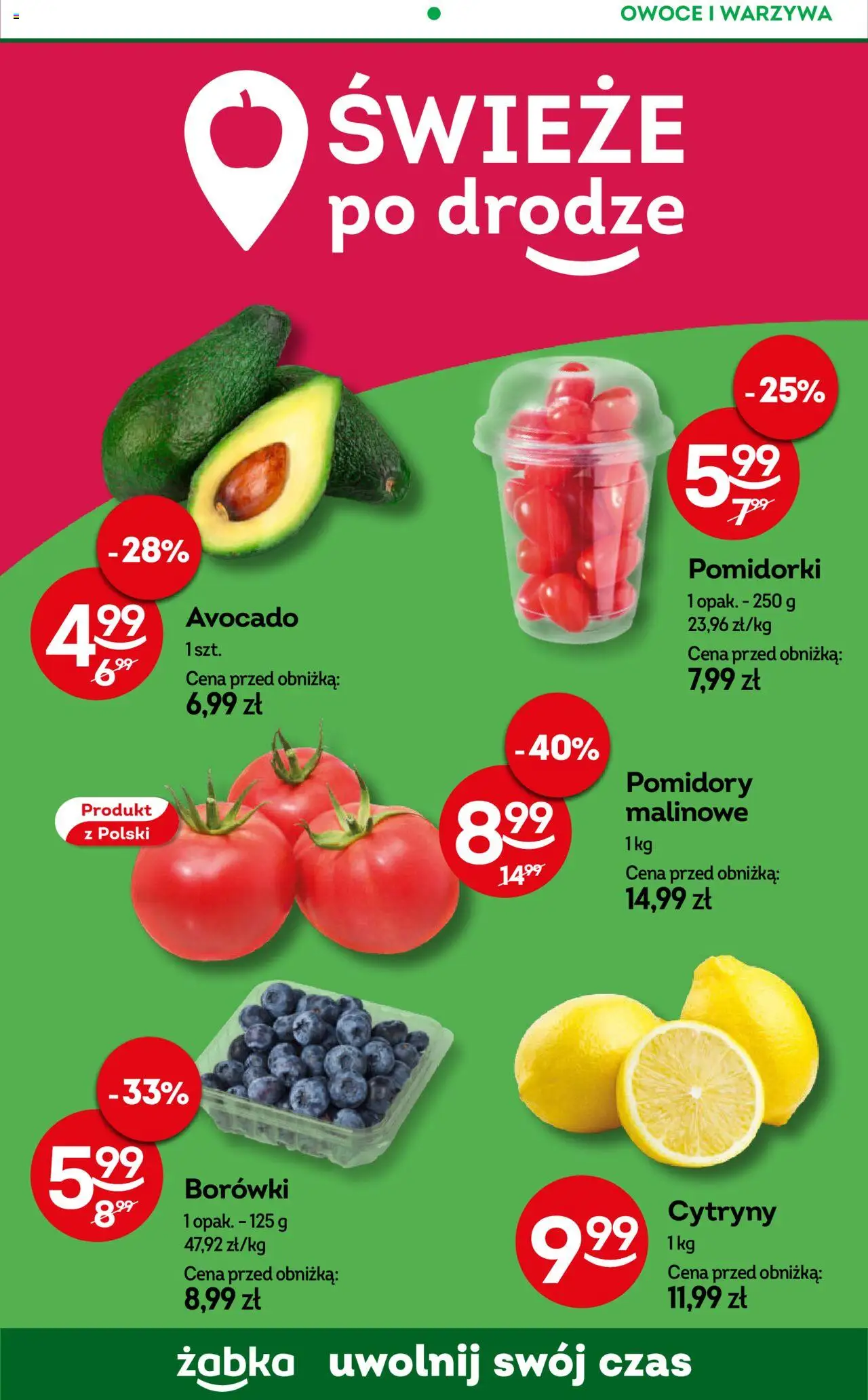 Żabka Gazetka od 04.06.2025 | Strona: 58 | Produkty: Cytryny, Pomidory malinowe, Pomidory, Owoce
