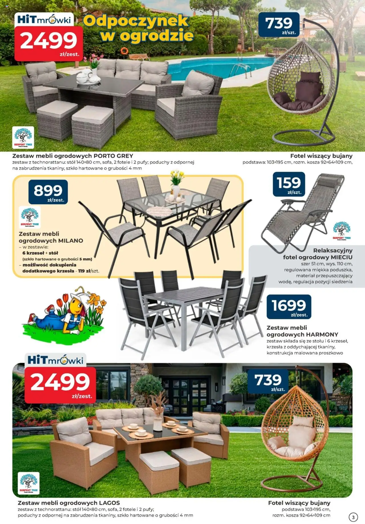 Mrówka Gazetka od 11.04.2025 | Strona: 3 | Produkty: Fotel ogrodowy, Fotel, Stół