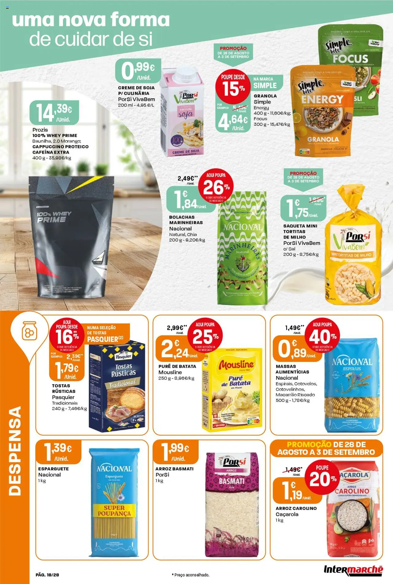 Intermarché folheto │ válido de 28.08.2025 | Página: 18 | Produtos: Batata, Esparguete, Arroz, Creme
