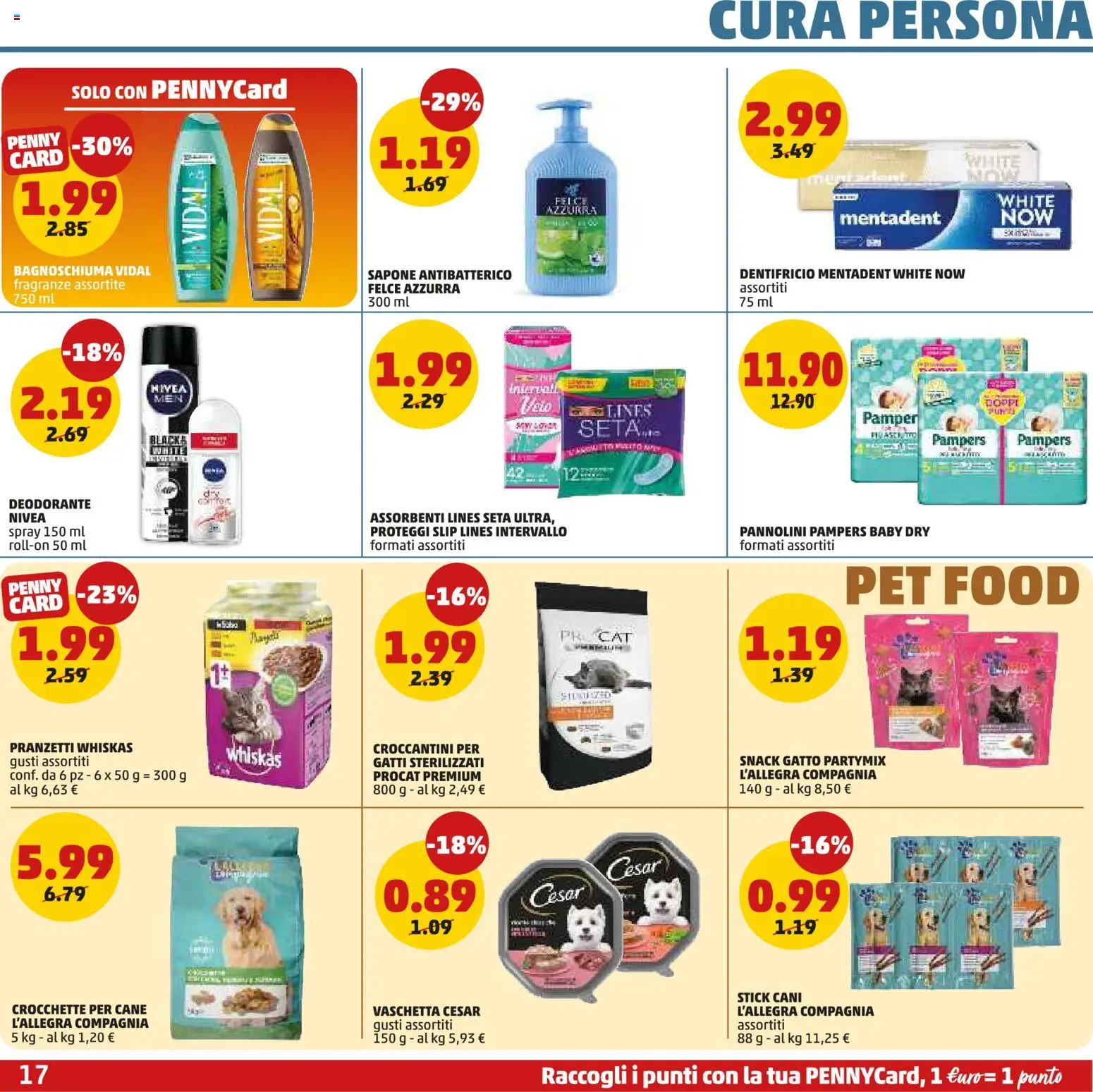 Volantino PENNY del 29.01.2026 | Pagina: 17 | Prodotti: Bagnoschiuma, Proteggi slip, Slip, Crocchette