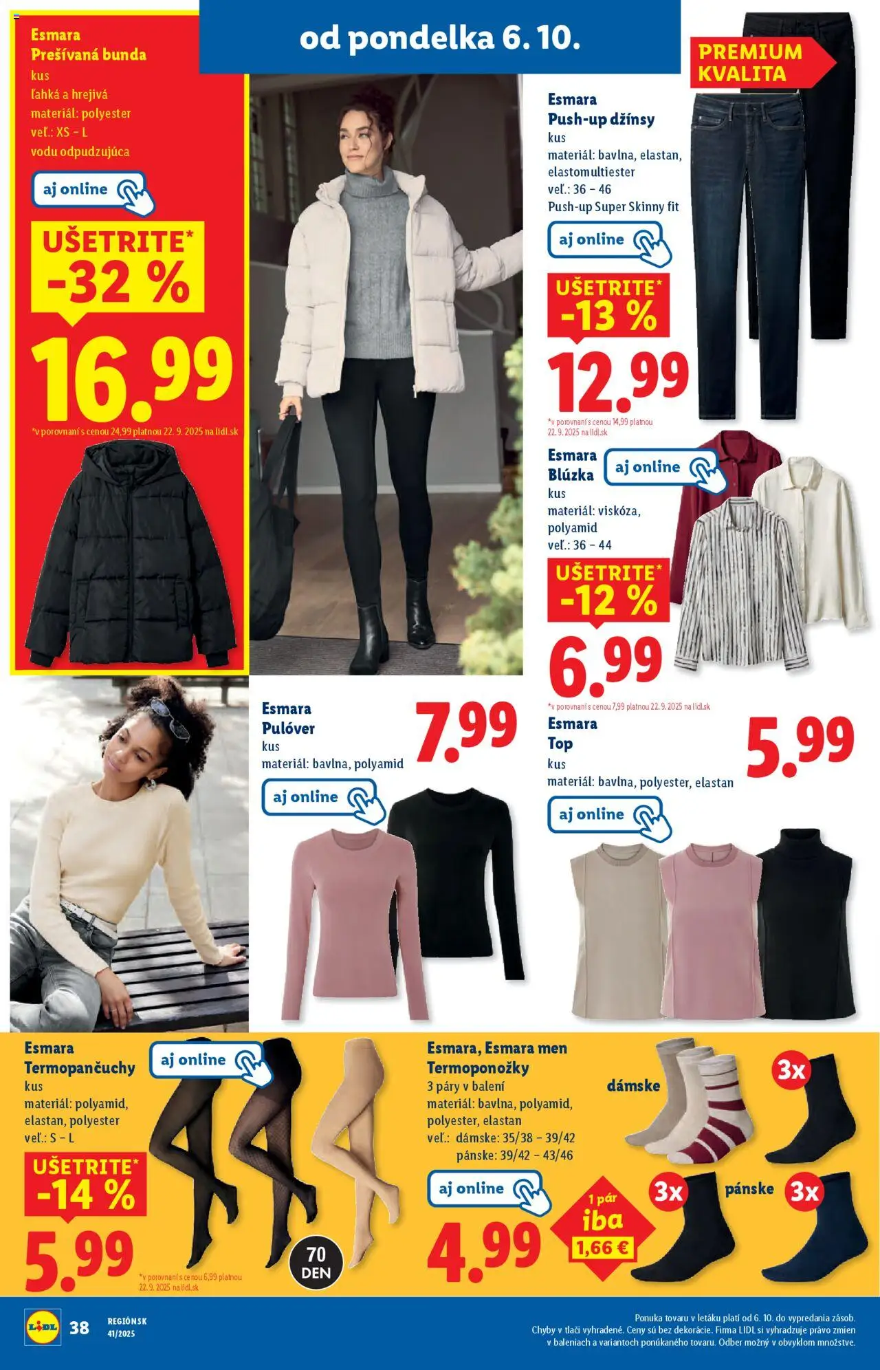 Nové Lidl akcie – leták je platný od 06.10.2025 | Strana: 60 | Produkty: Blúzka, Bunda