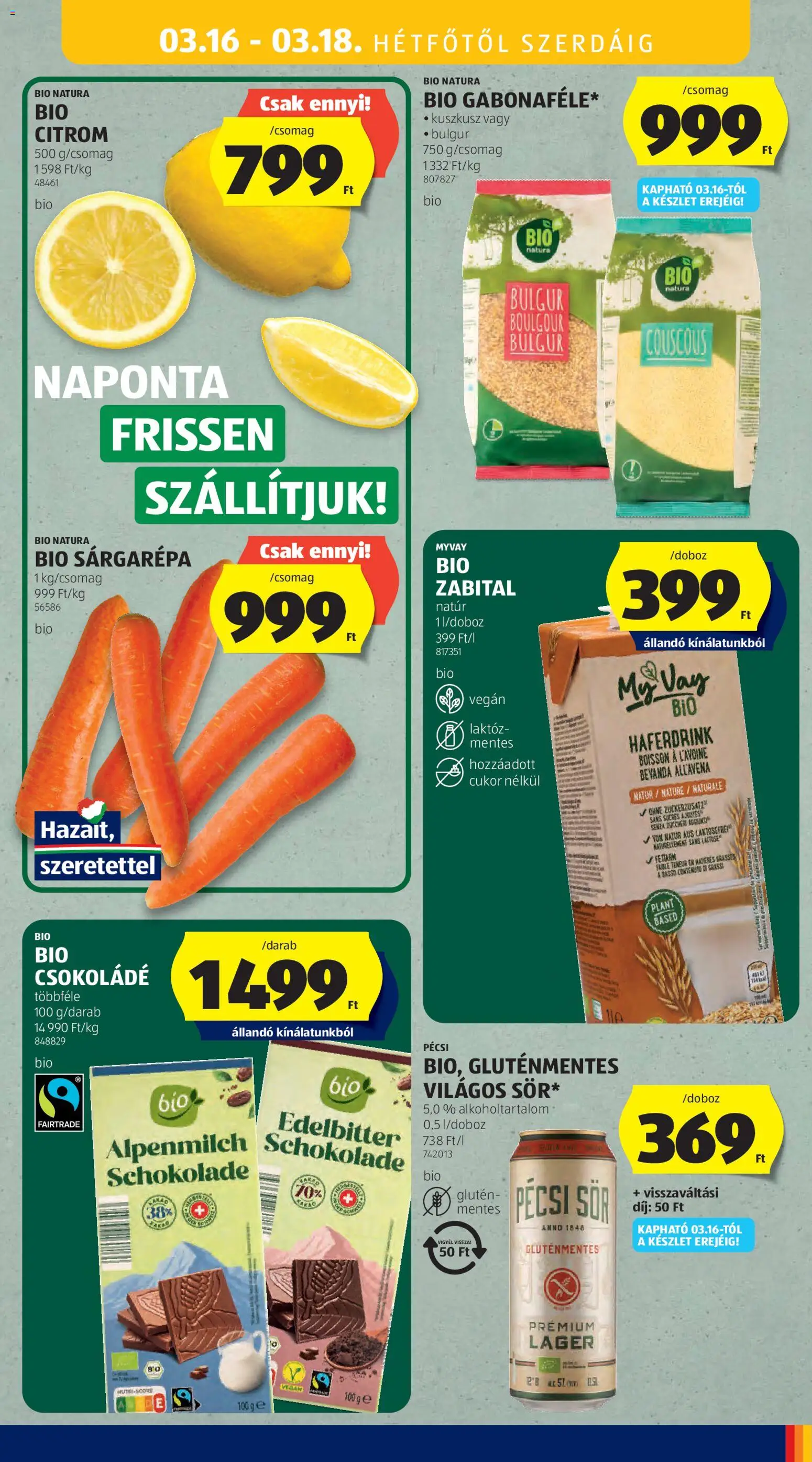 Aldi akciós ujság - amely érvényes a következő dátumtól: 12.03.2026 | Oldal: 59 | Termékek: Csokoládé, Sör, Gluténmentes, Vegán