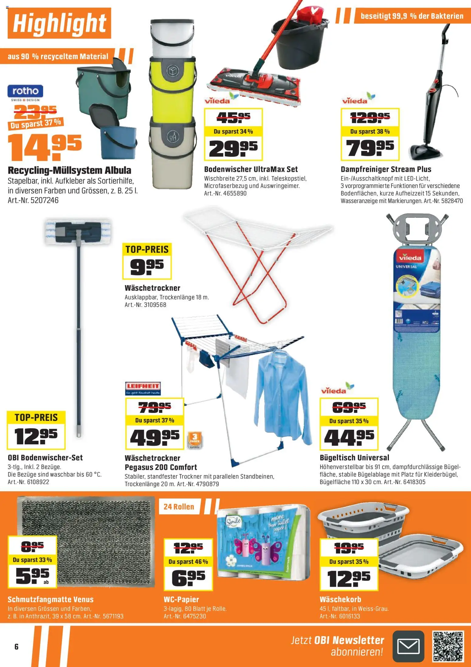 OBI - Alles machbar mit OBI. – gültig ab 27.12.2025 | Seite: 6 | Produkte: Schmutzfangmatte, Trockner