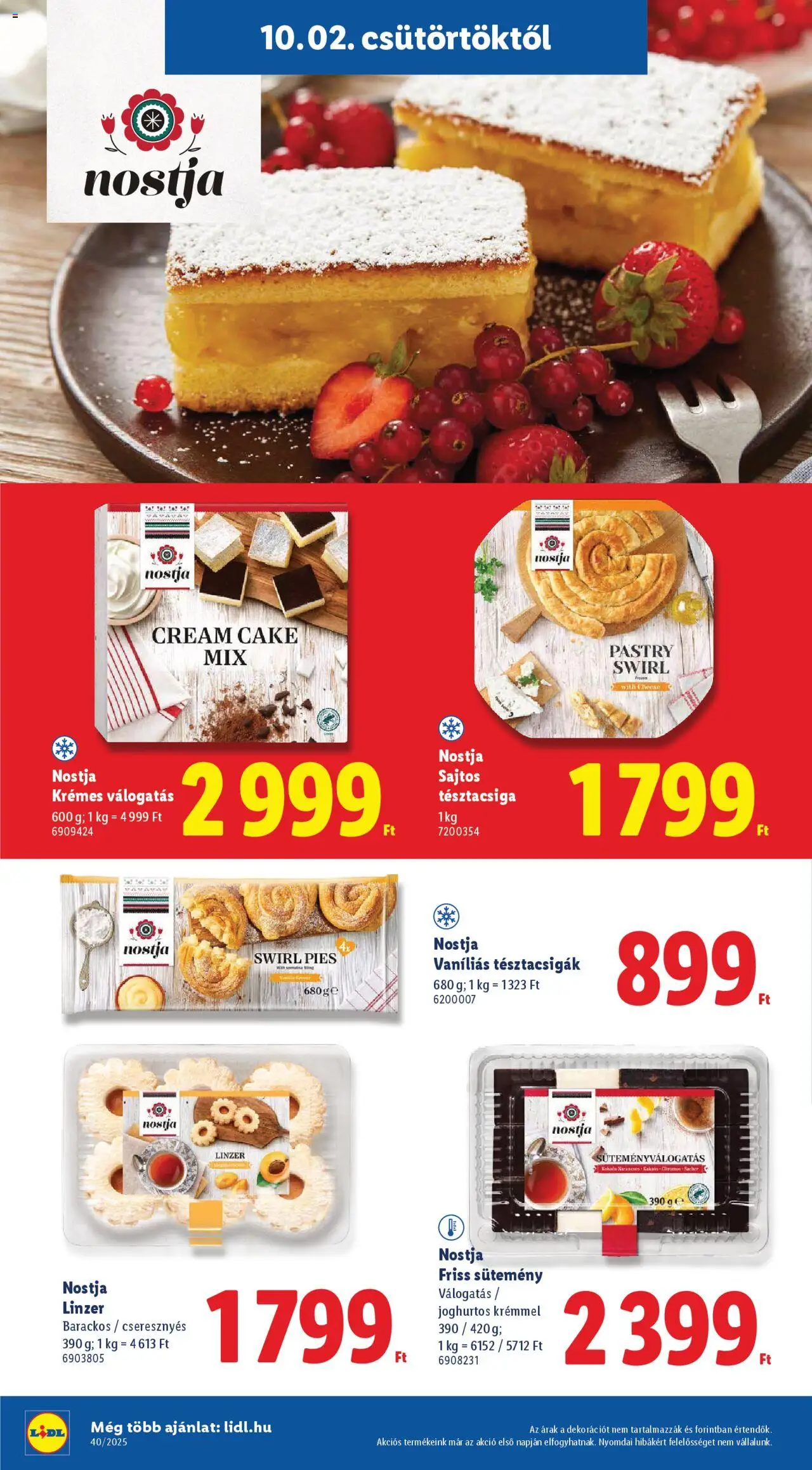 Lidl akciós ujság - amely érvényes a következő dátumtól: 02.10.2025 | Oldal: 22 | Termékek: Linzer, Sütemény