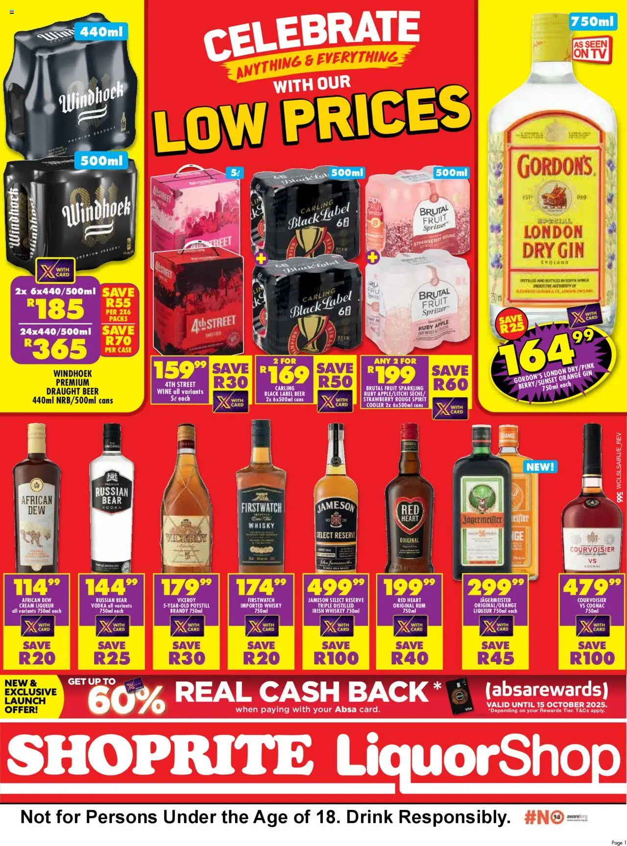 New Shoprite catalogue – valid from 23.09.2025 | Page: 1 | Products: Wine, Cream, Whiskey, Fruit