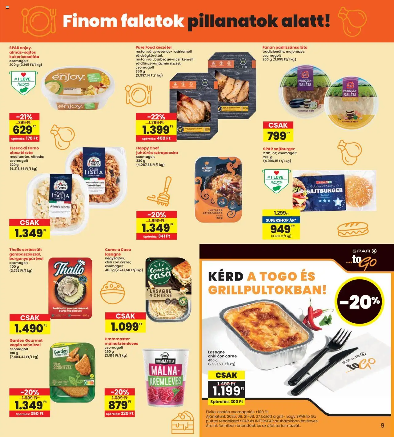 Interspar akciós ujság - amely érvényes a következő dátumtól: 21.08.2025 | Oldal: 9 | Termékek: Padlizsán, Grill, Lasagne, Saláta