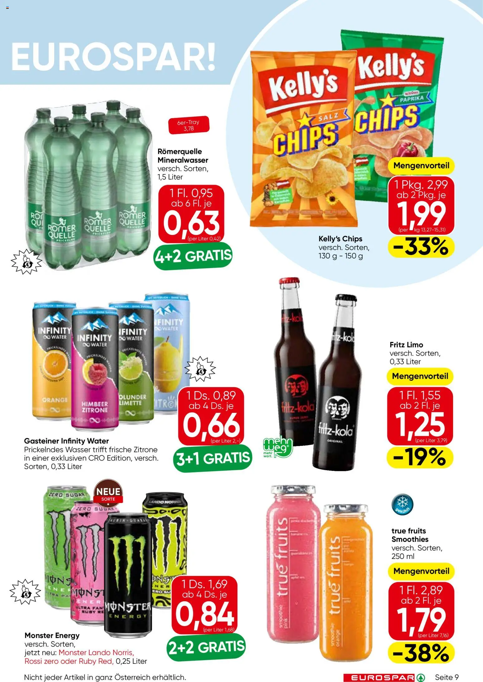 Eurospar Flugblatt gültig ab 23.04.2026 | Seite: 9 | Produkte: Chips, Wasser, Salz, Limette