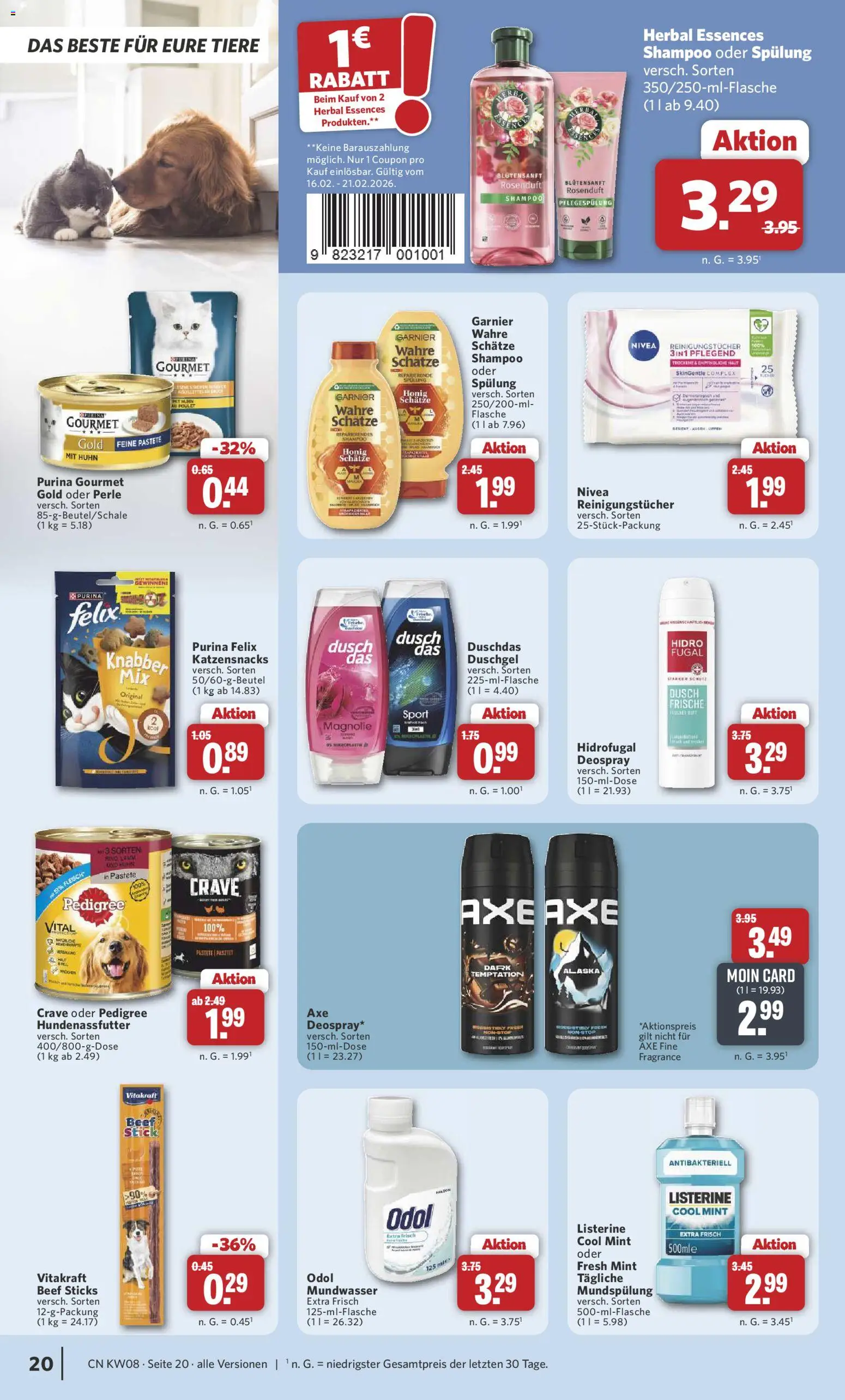 Combi Prospekt 	 – gültig ab 16.02.2026 | Seite: 22 | Produkte: Shampoo, Mundwasser, Axe, Deospray