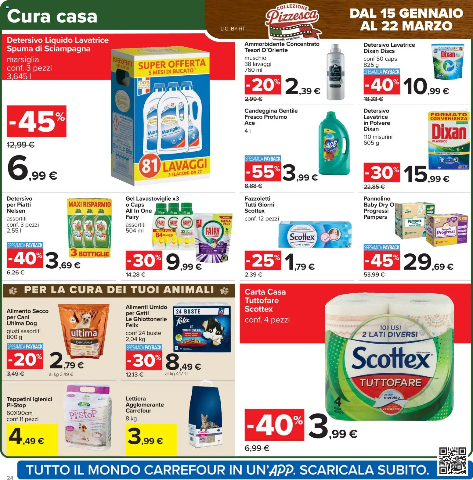 Volantino Carrefour del 15.01.2026 | Pagina: 24 | Prodotti: Ammorbidente, Candeggina, Fazzoletti, Profumo