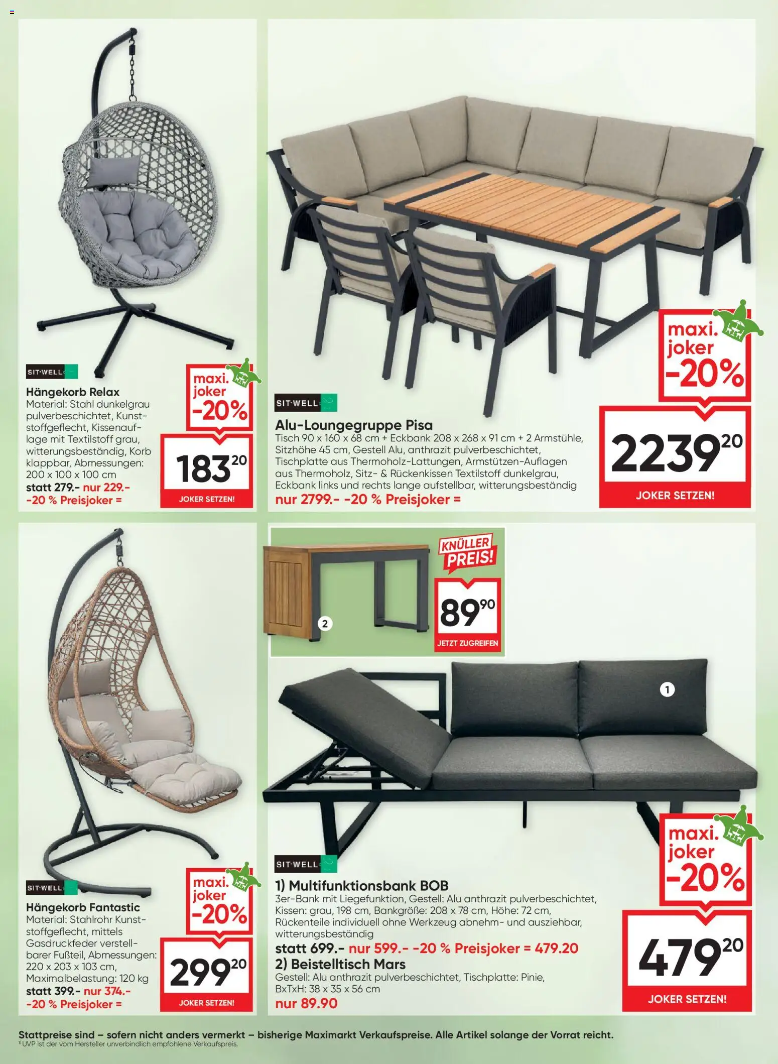 Maximarkt Gartenzeit ist Freizeit gültig ab 30.04.2026 | Seite: 6 | Produkte: Kissen, Tisch, Korb