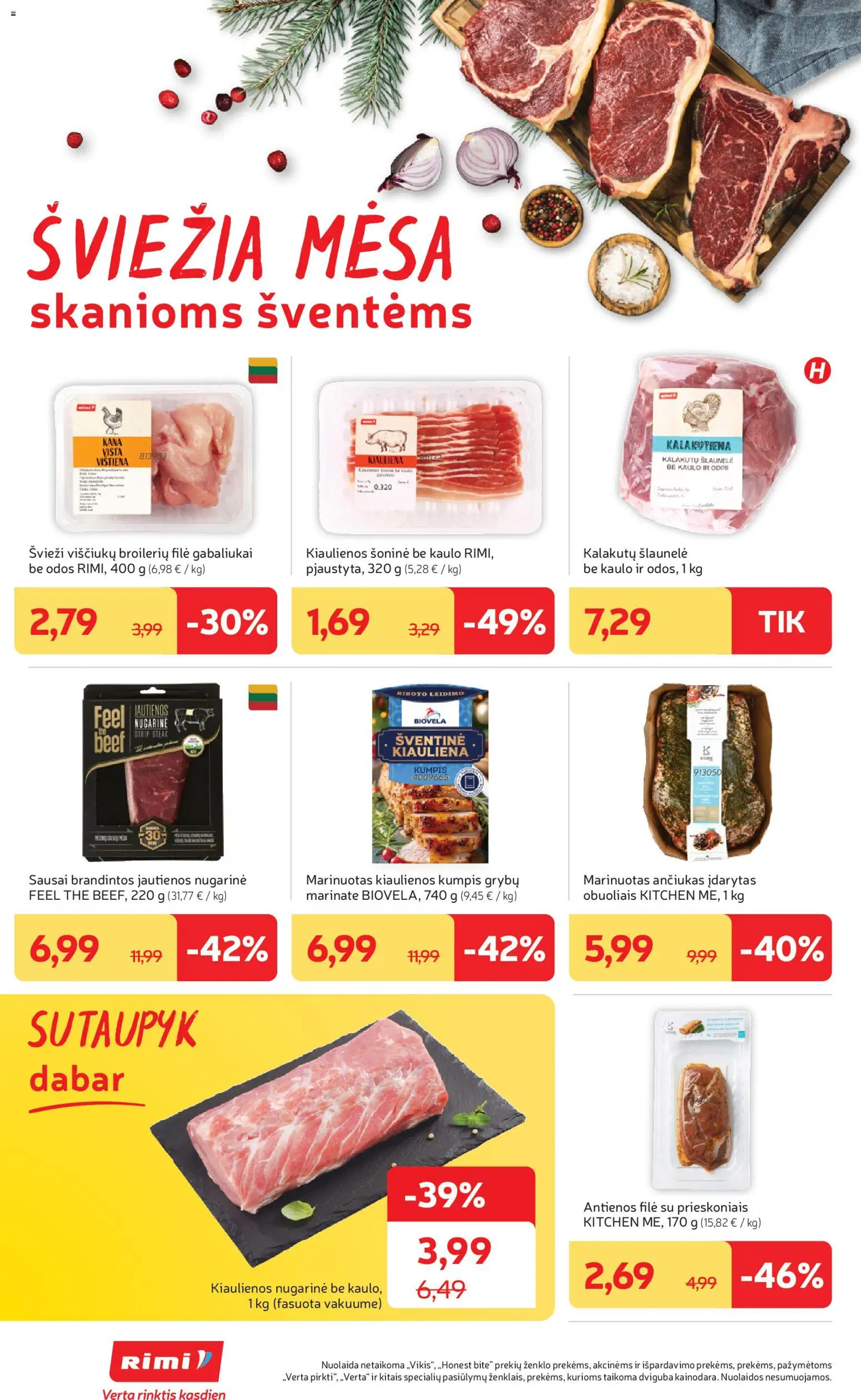 Rimi akcijos nuo 29.12.2025 | Puslapis: 4 | Prekių: Kiaulienos, Jautienos, Kumpis, Kiauliena