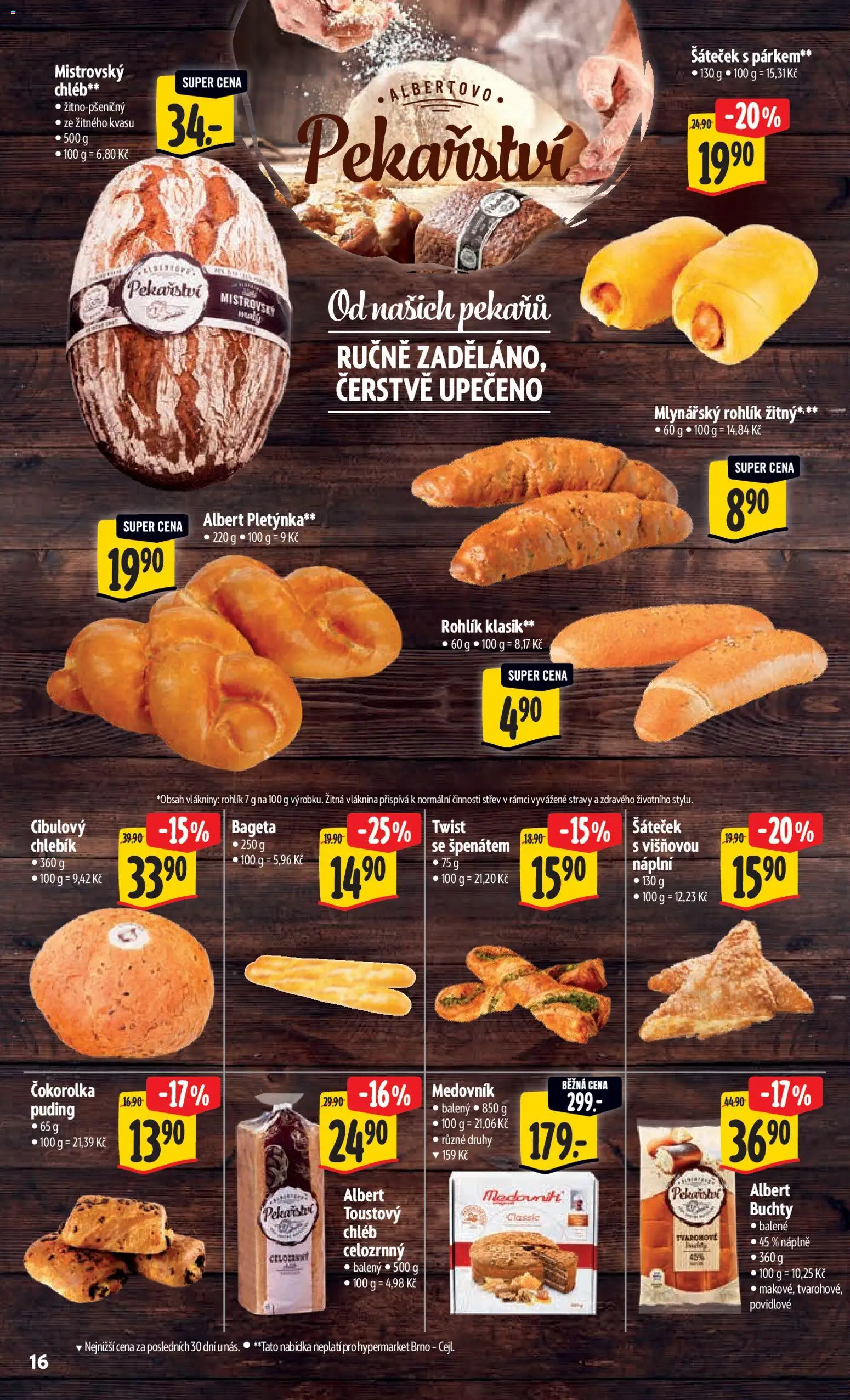 Albert leták - Hypermarket od 14.01.2026 | Strana: 23 | Produkty: Chléb, Rohlík, Mlynářský rohlík, Puding