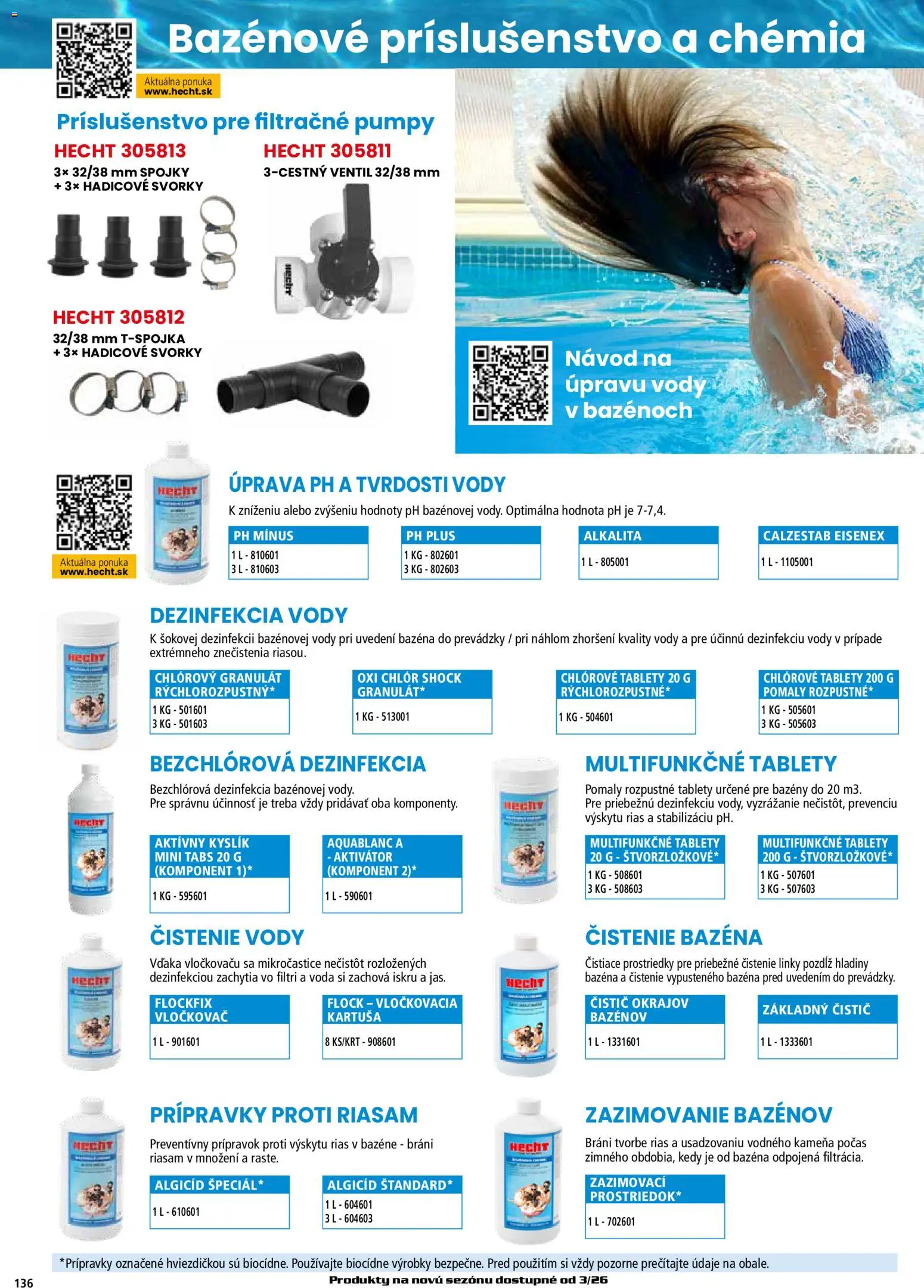 Nové Hecht akcie – leták je platný od 19.02.2026 | Strana: 136 | Produkty: Bazény, Ventil