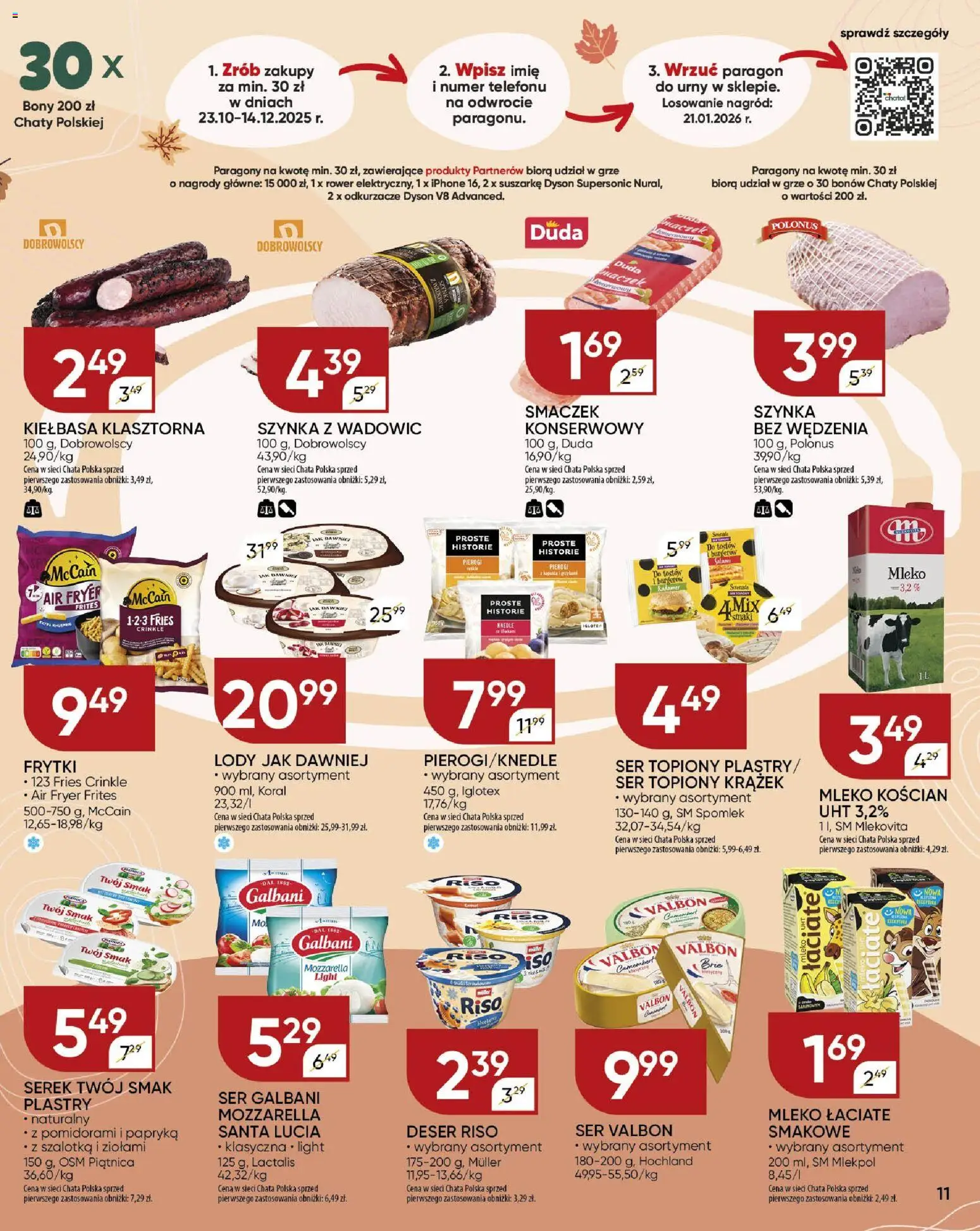 Chata Polska Gazetka od 04.12.2025 | Strona: 11 | Produkty: Serek Twój Smak, Szynka, Salami, Szalotka