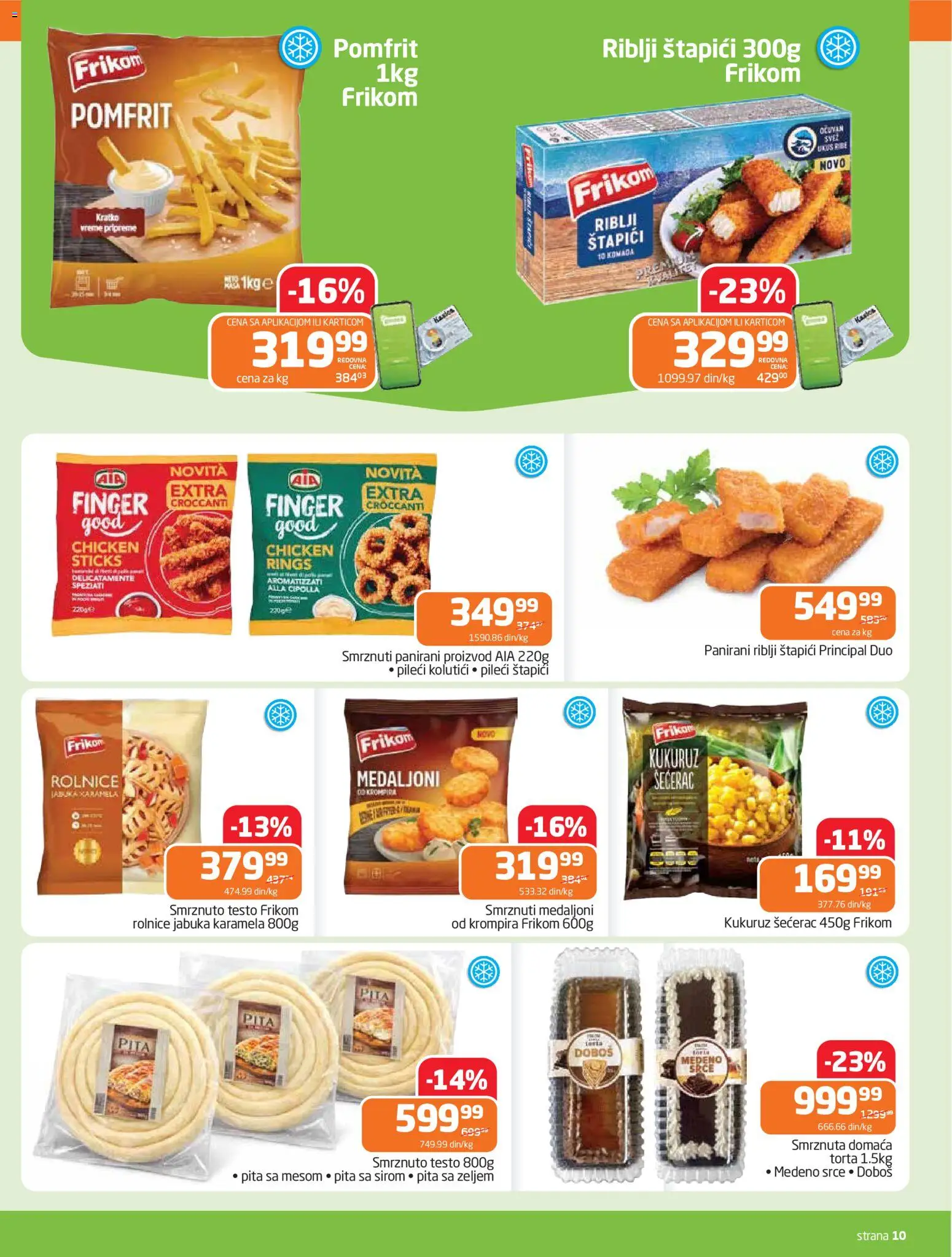 Gomex katalog - važi od 15.04.2026 | Strana: 10 | Proizvode: Riblji štapići, Kukuruz šećerac, Kukuruz, Pita