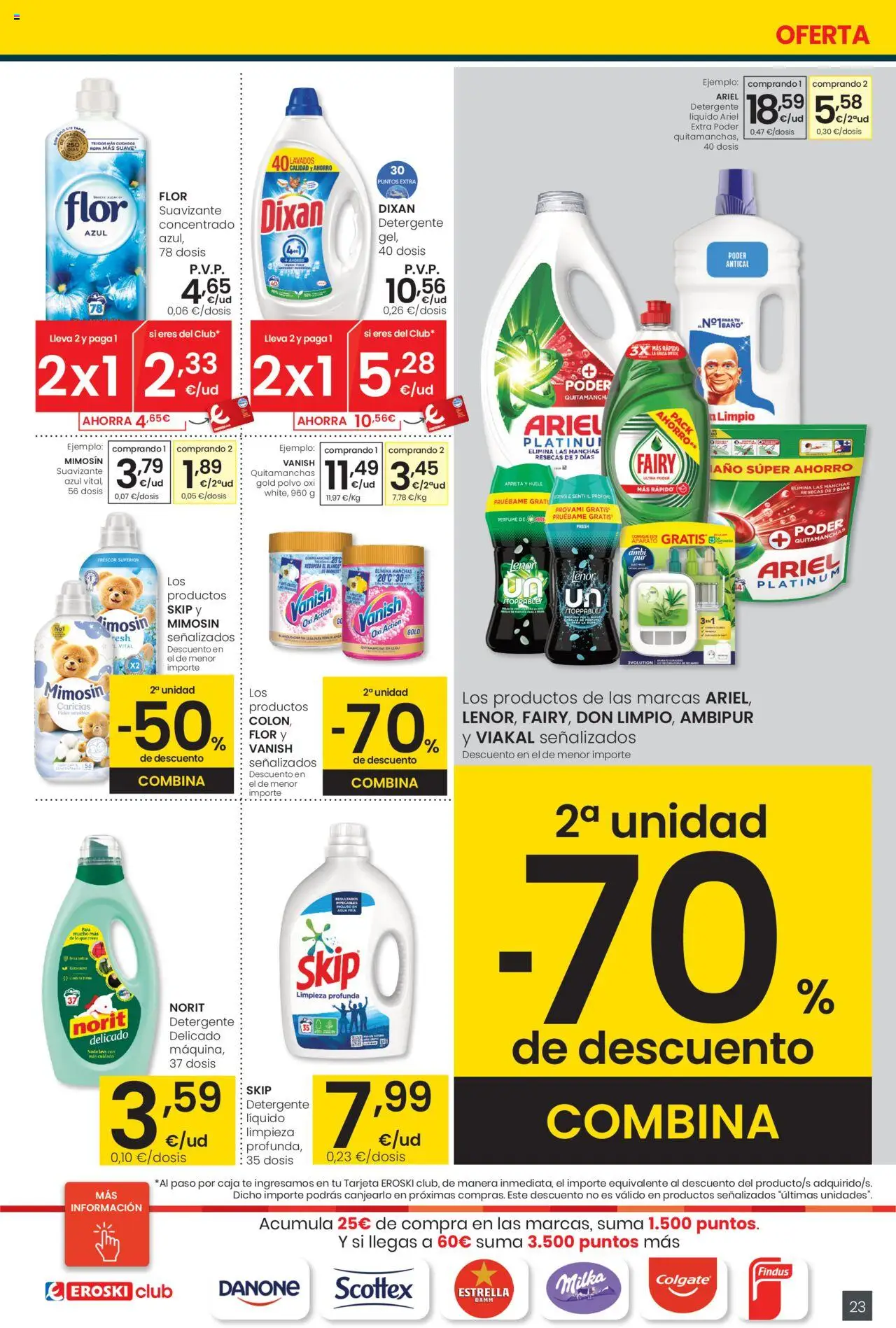 Eroski - Center │ válido desde el 31.07.2025 | Página: 23 | Productos: Polvo, Detergente, Detergente líquido, Suavizante